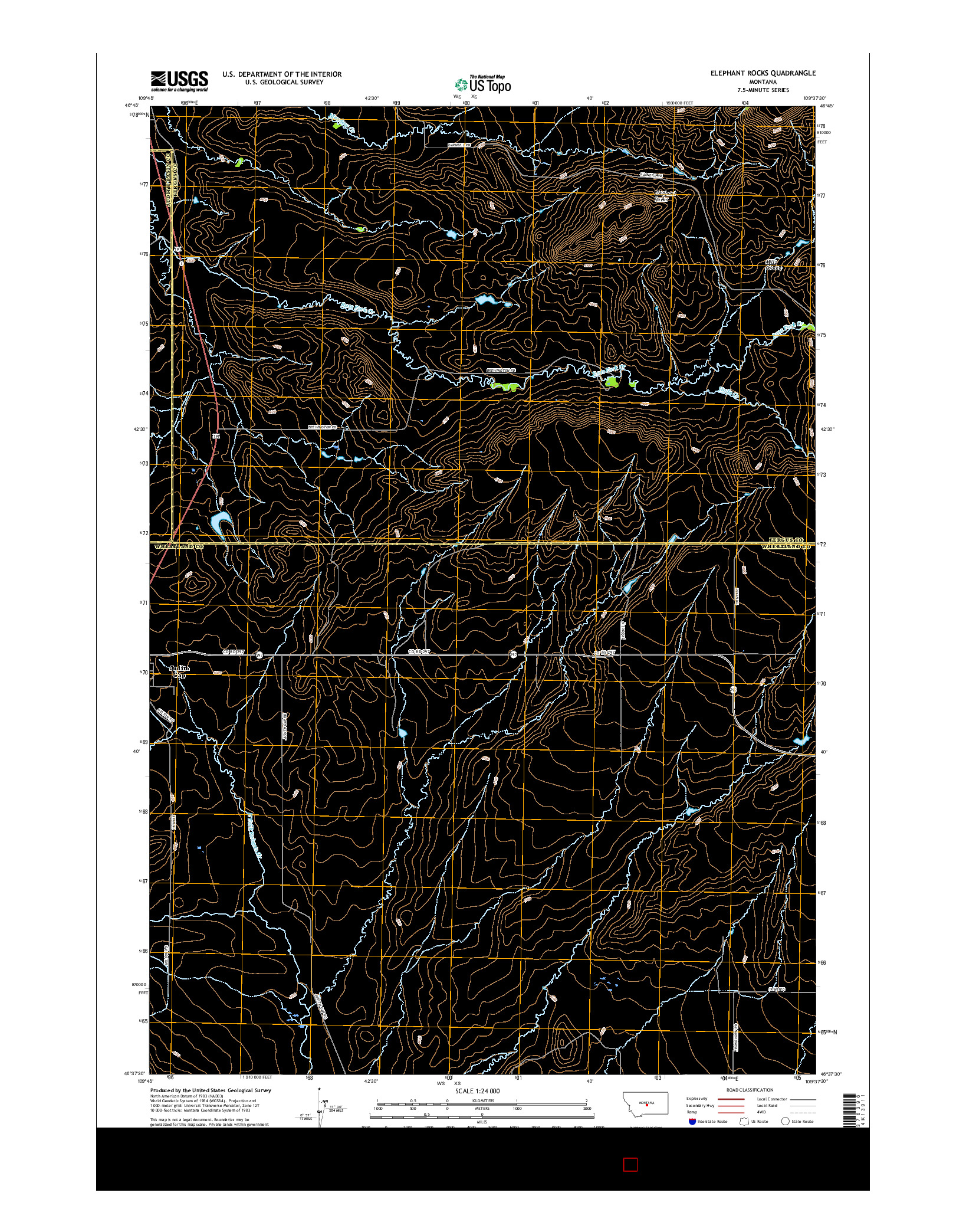 USGS US TOPO 7.5-MINUTE MAP FOR ELEPHANT ROCKS, MT 2017