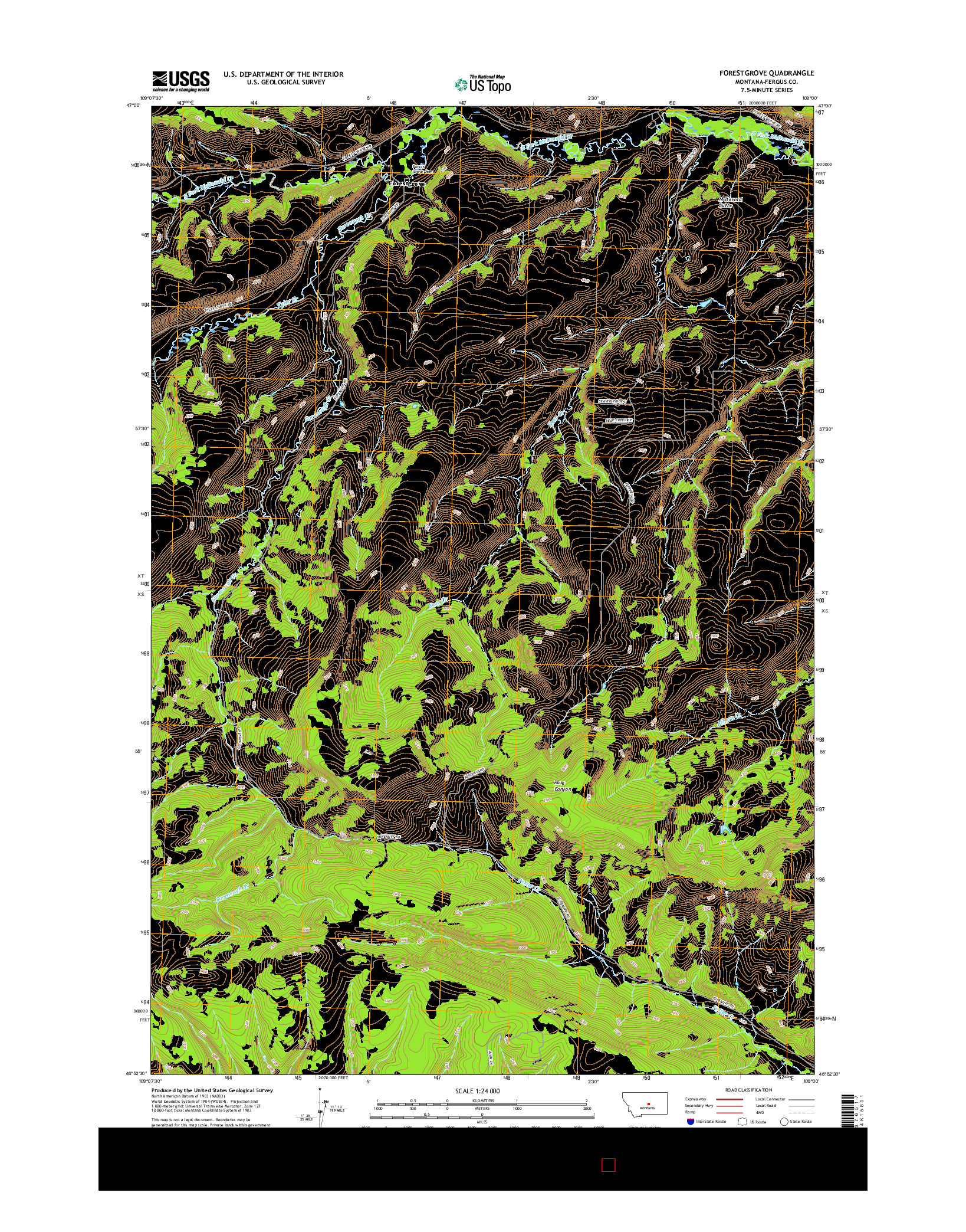 USGS US TOPO 7.5-MINUTE MAP FOR FORESTGROVE, MT 2017