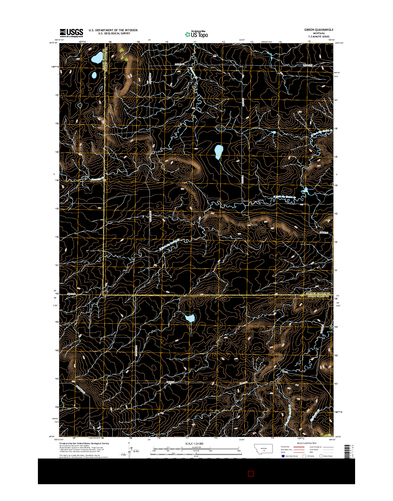 USGS US TOPO 7.5-MINUTE MAP FOR GIBSON, MT 2017
