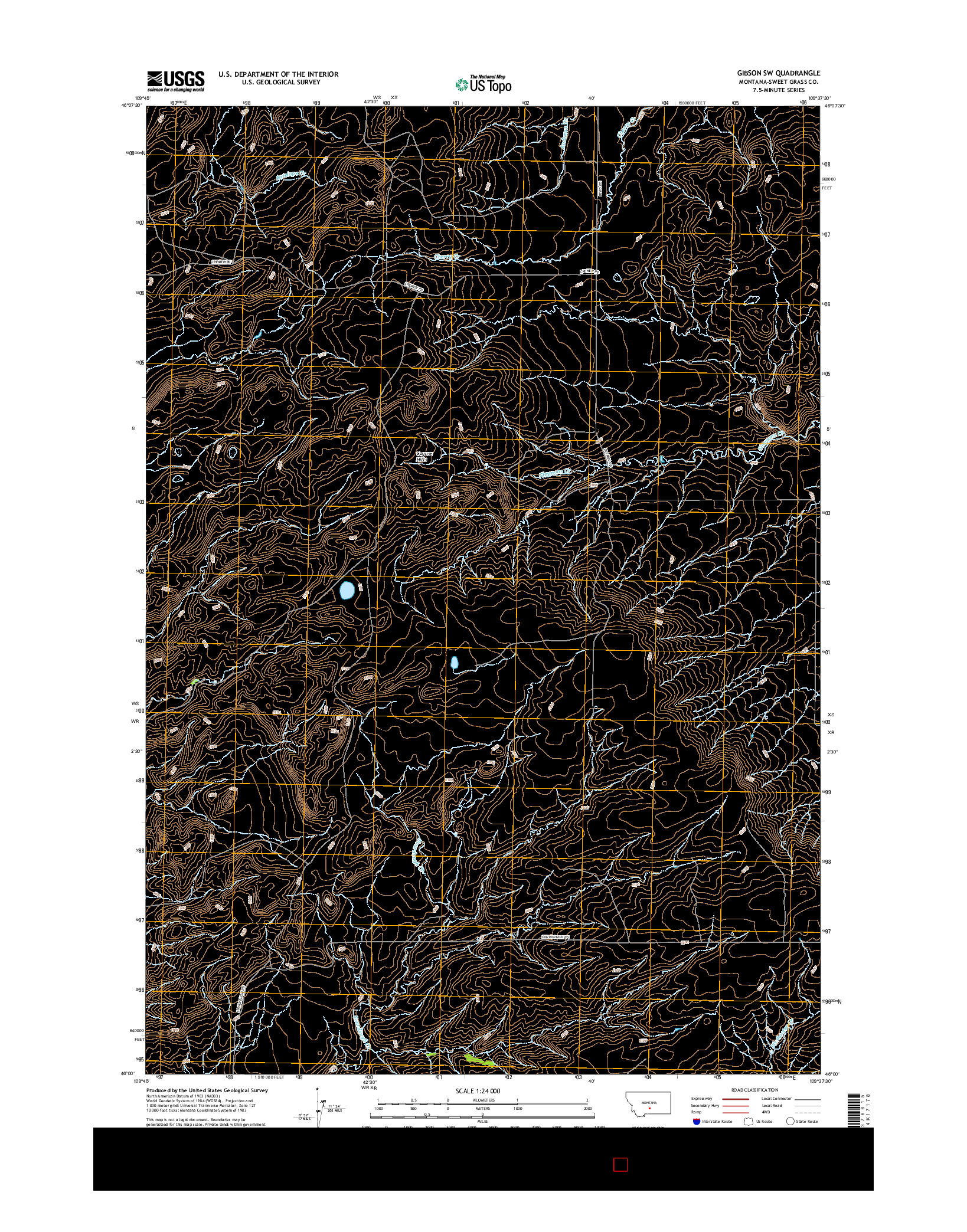 USGS US TOPO 7.5-MINUTE MAP FOR GIBSON SW, MT 2017