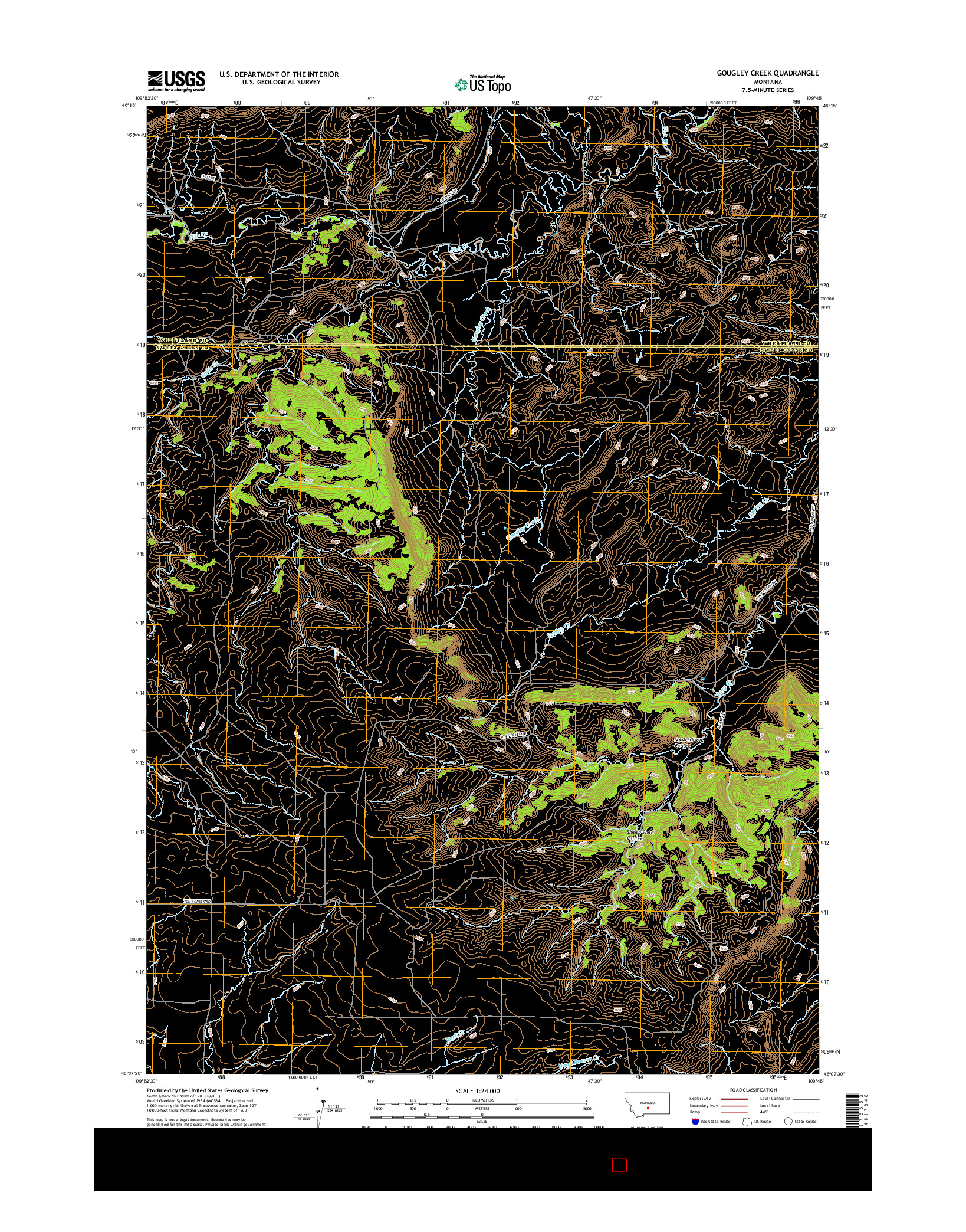 USGS US TOPO 7.5-MINUTE MAP FOR GOUGLEY CREEK, MT 2017