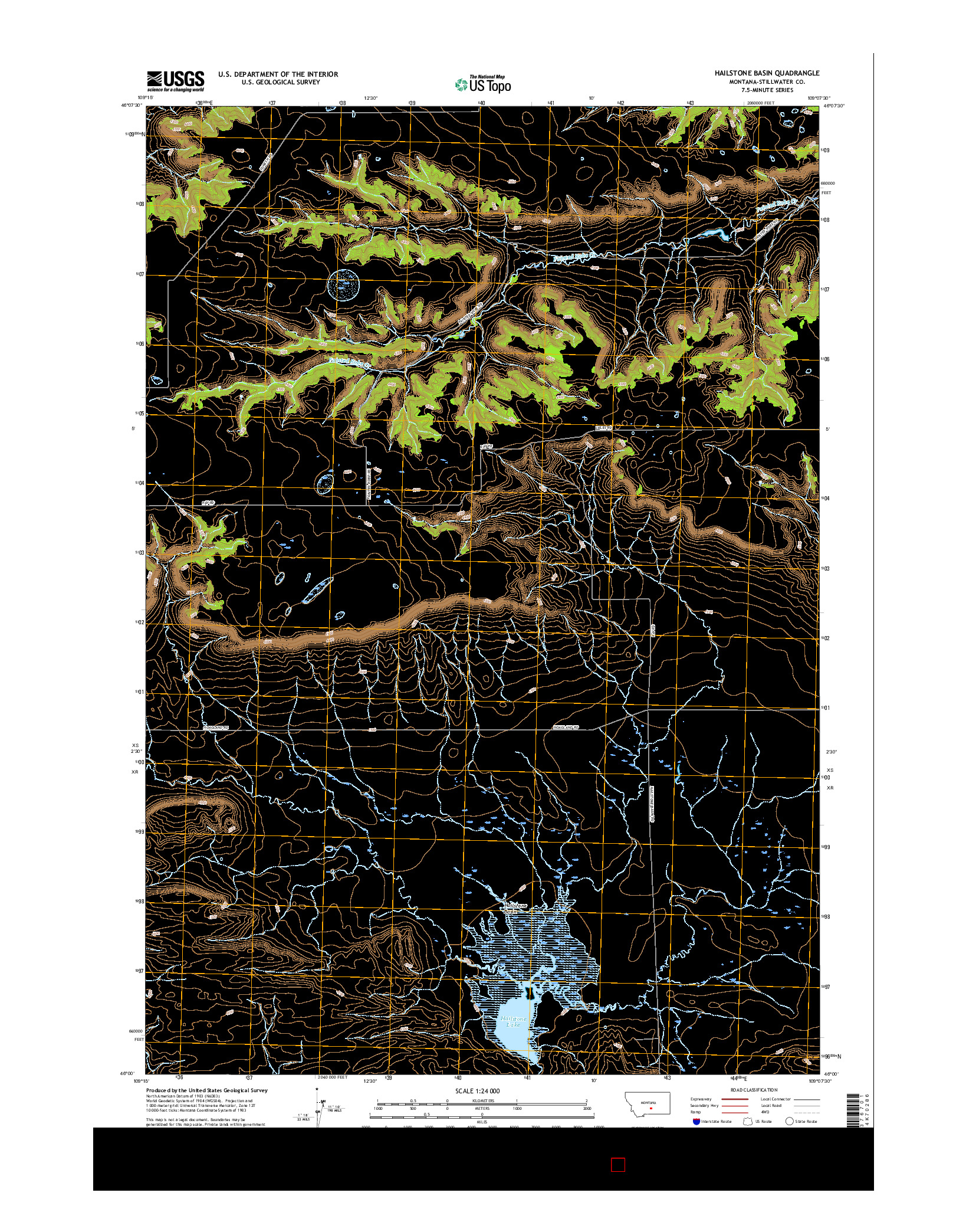 USGS US TOPO 7.5-MINUTE MAP FOR HAILSTONE BASIN, MT 2017