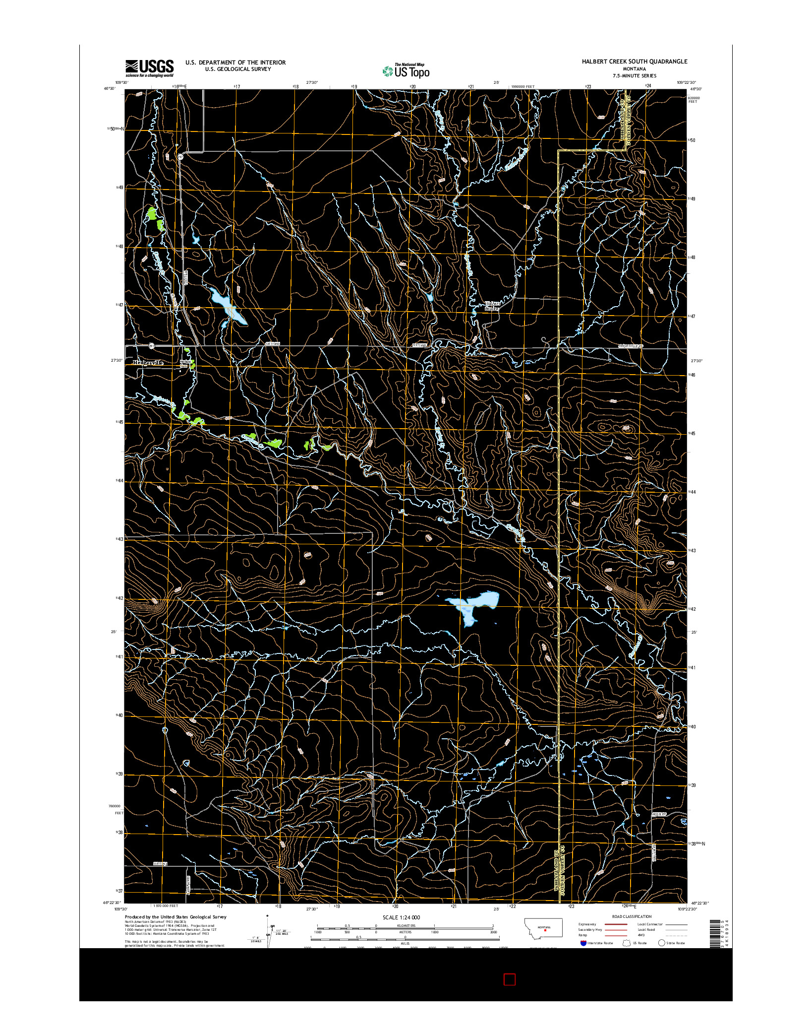 USGS US TOPO 7.5-MINUTE MAP FOR HALBERT CREEK SOUTH, MT 2017