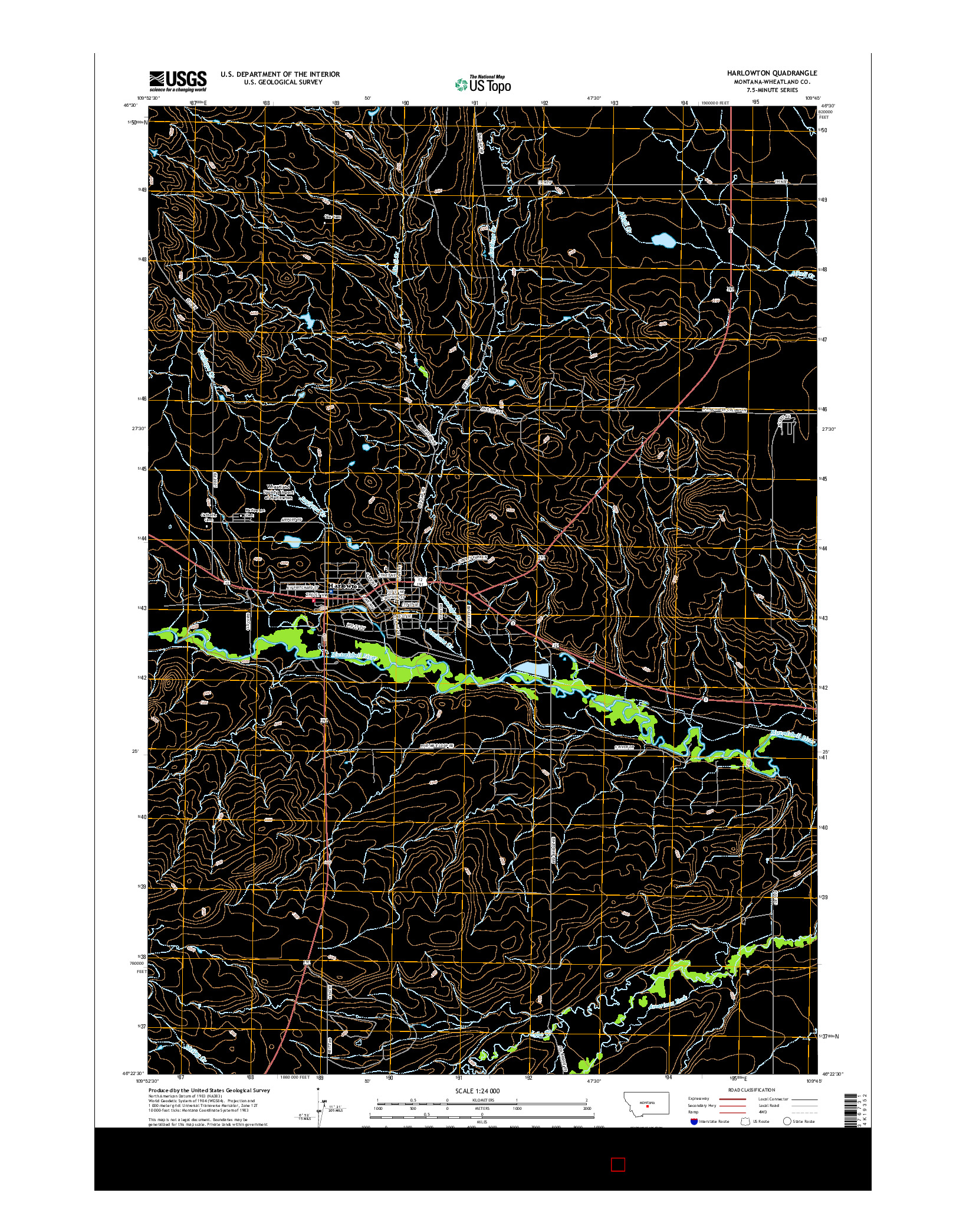 USGS US TOPO 7.5-MINUTE MAP FOR HARLOWTON, MT 2017