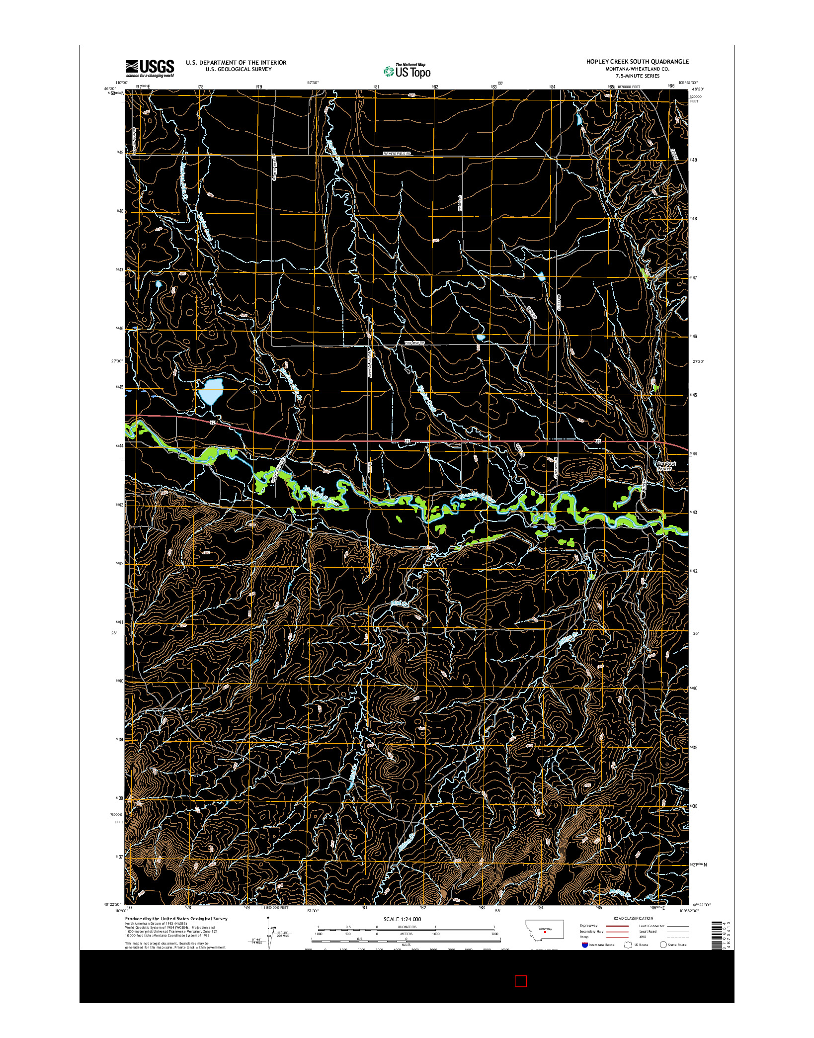 USGS US TOPO 7.5-MINUTE MAP FOR HOPLEY CREEK SOUTH, MT 2017