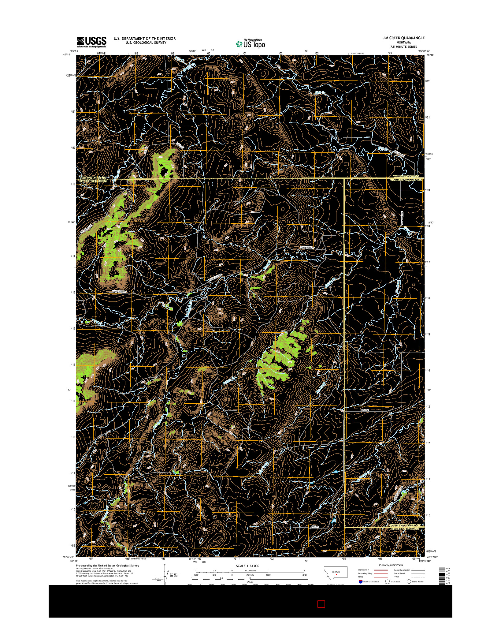 USGS US TOPO 7.5-MINUTE MAP FOR JIM CREEK, MT 2017