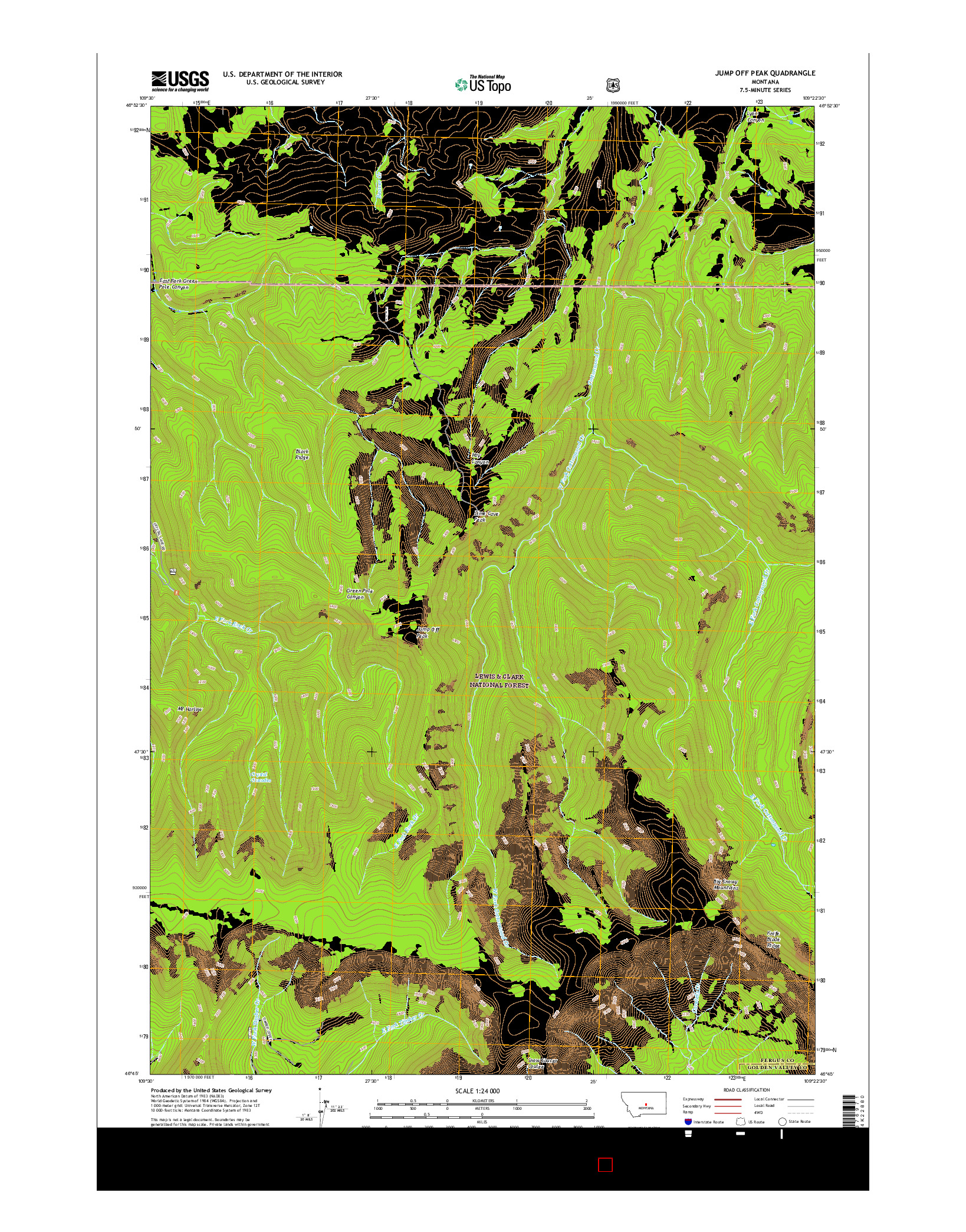 USGS US TOPO 7.5-MINUTE MAP FOR JUMP OFF PEAK, MT 2017