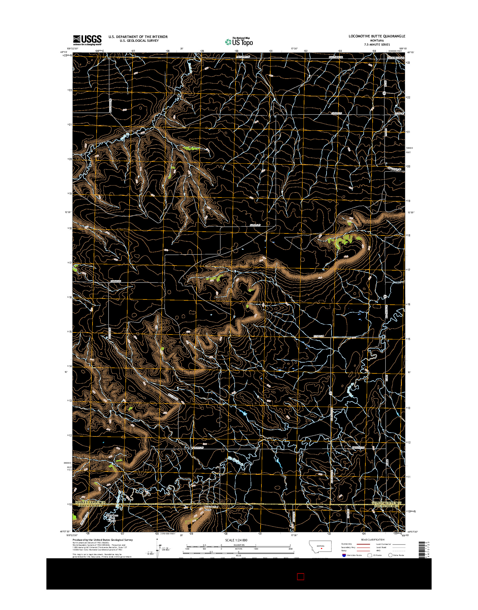 USGS US TOPO 7.5-MINUTE MAP FOR LOCOMOTIVE BUTTE, MT 2017