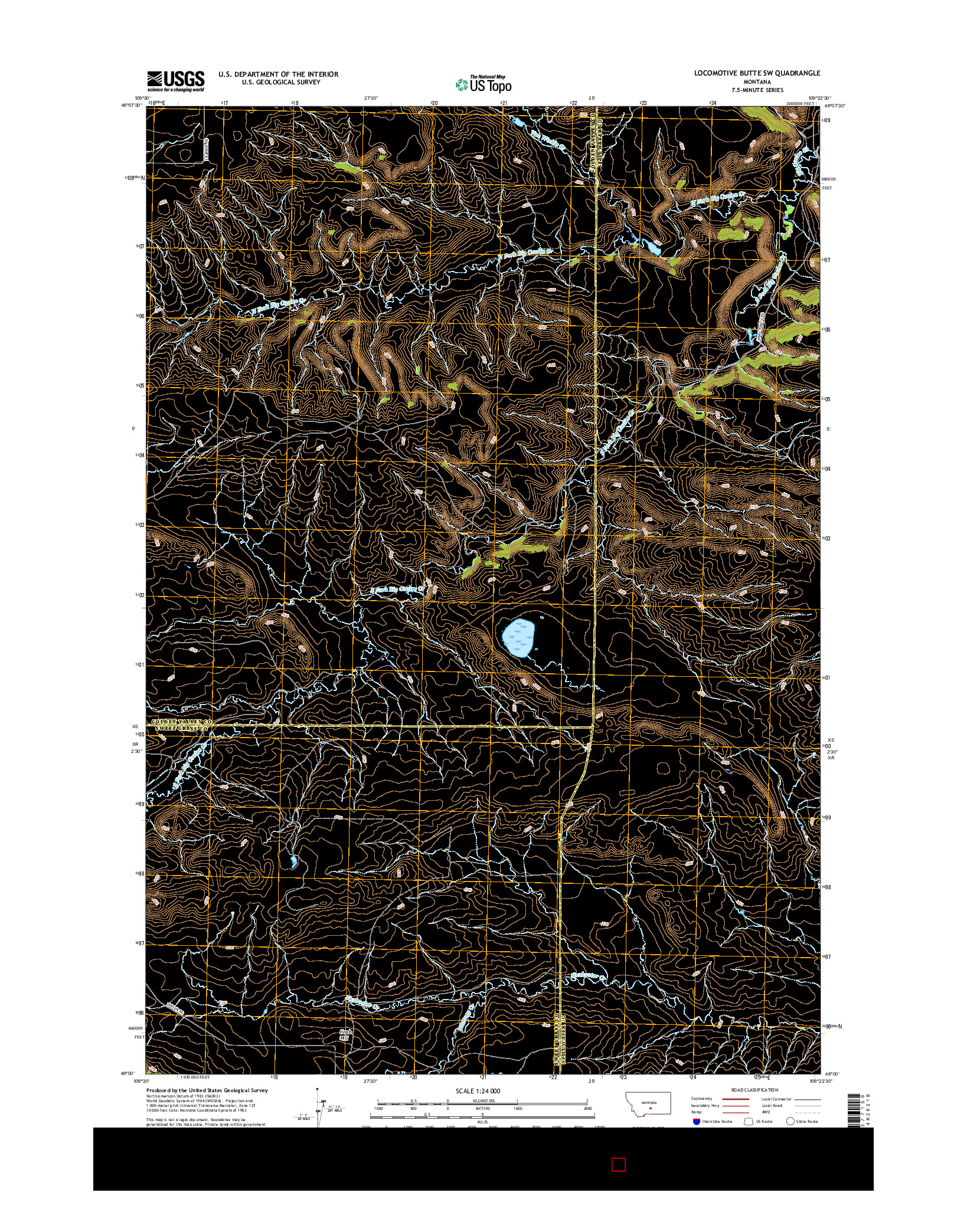 USGS US TOPO 7.5-MINUTE MAP FOR LOCOMOTIVE BUTTE SW, MT 2017