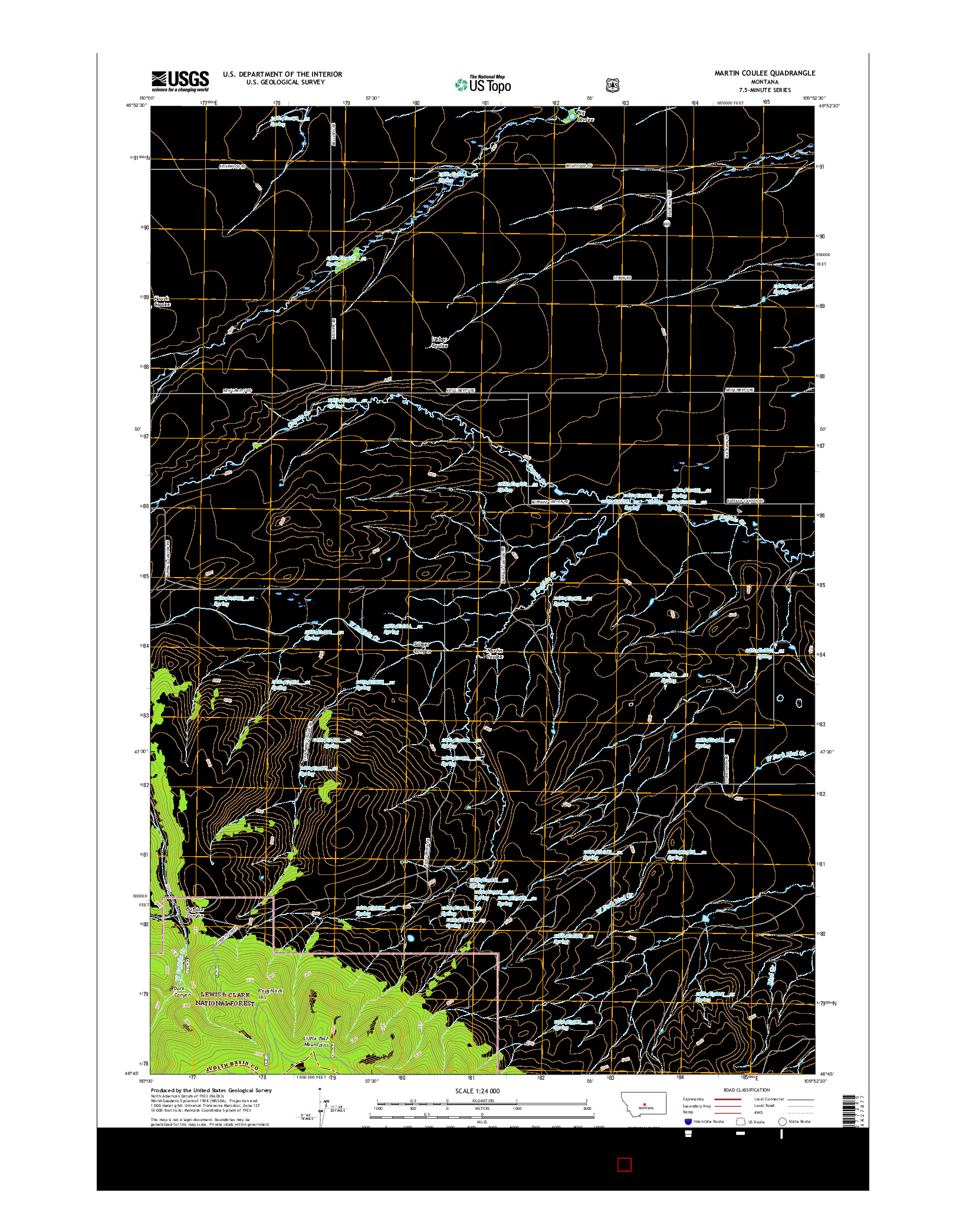 USGS US TOPO 7.5-MINUTE MAP FOR MARTIN COULEE, MT 2017
