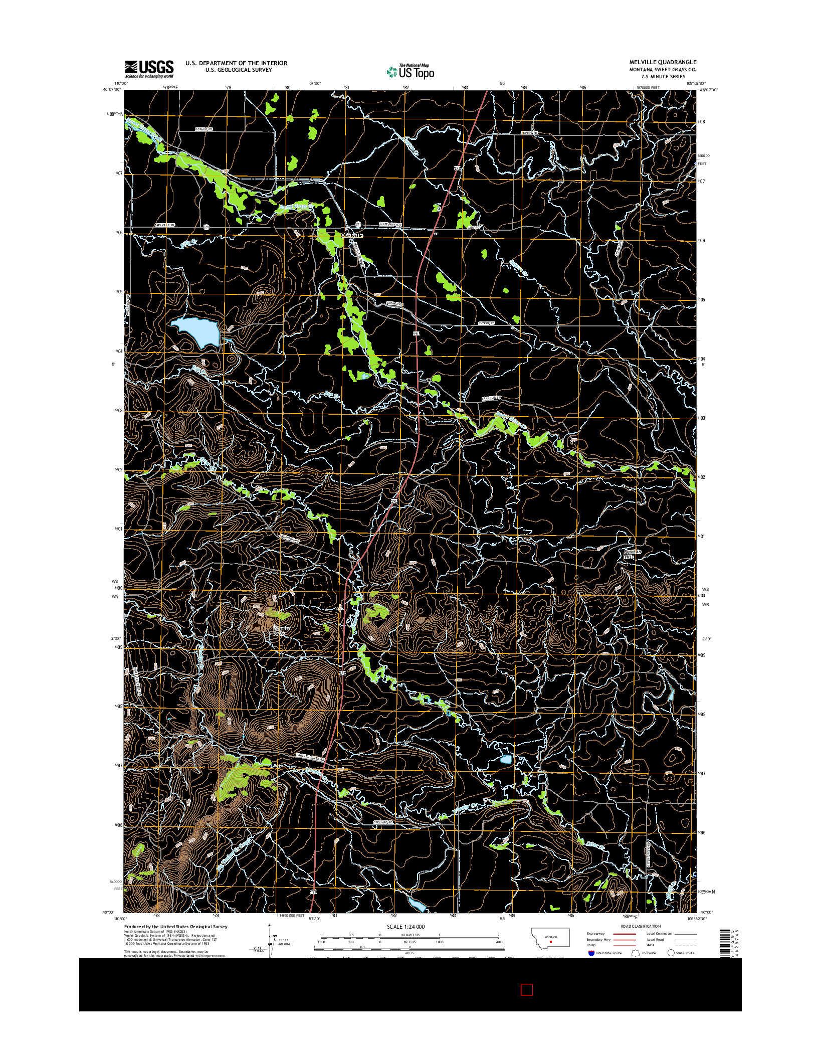 USGS US TOPO 7.5-MINUTE MAP FOR MELVILLE, MT 2017