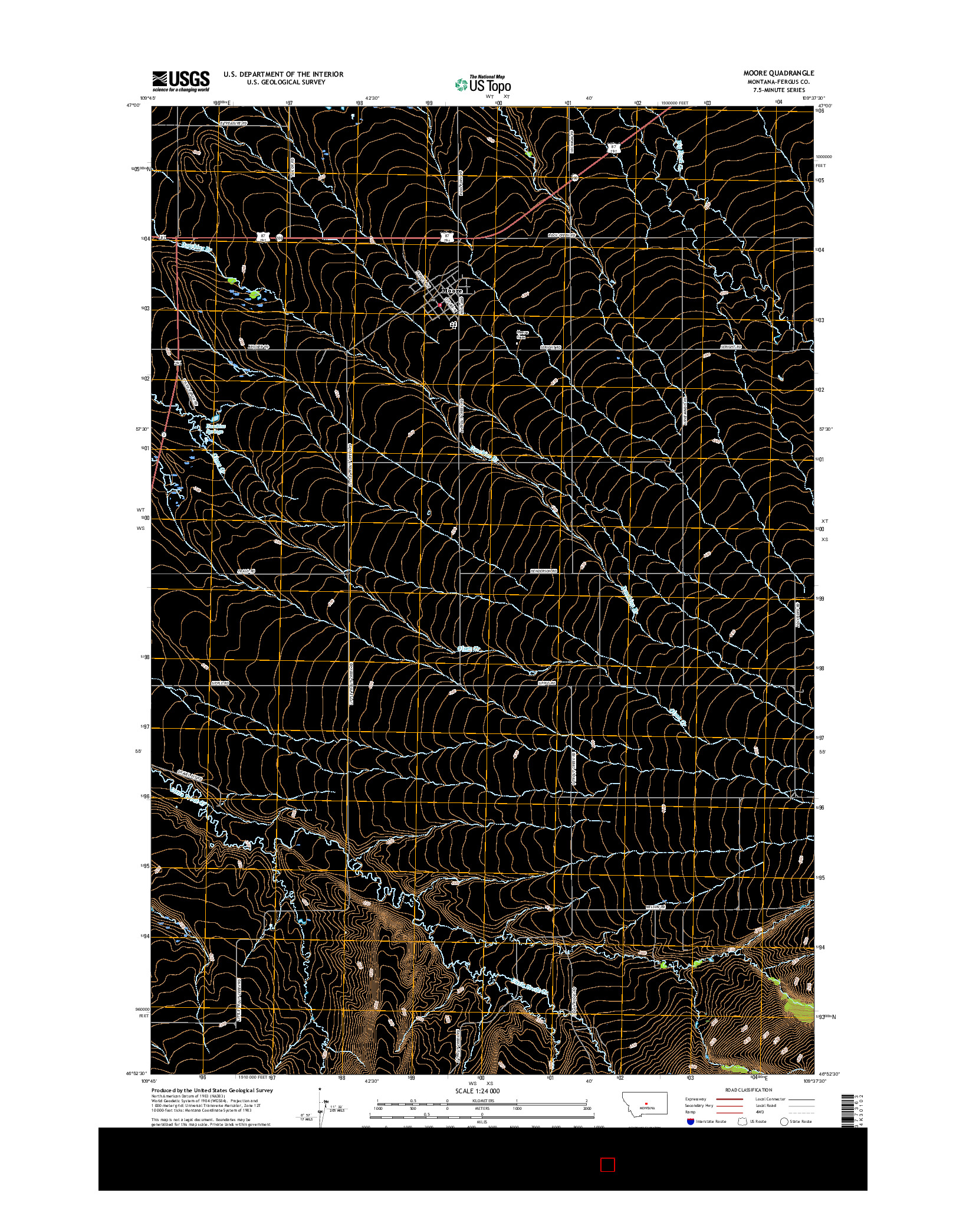 USGS US TOPO 7.5-MINUTE MAP FOR MOORE, MT 2017