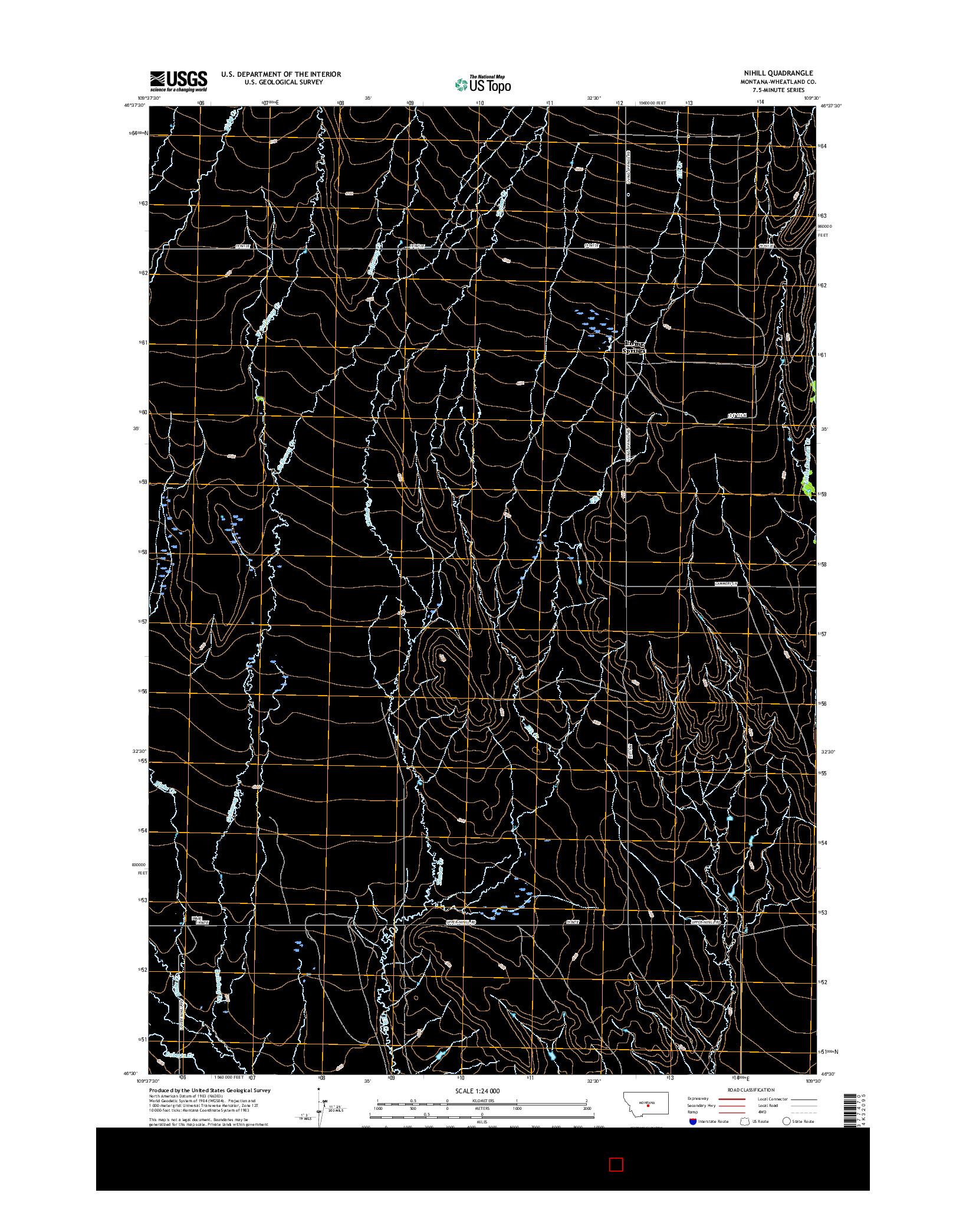 USGS US TOPO 7.5-MINUTE MAP FOR NIHILL, MT 2017