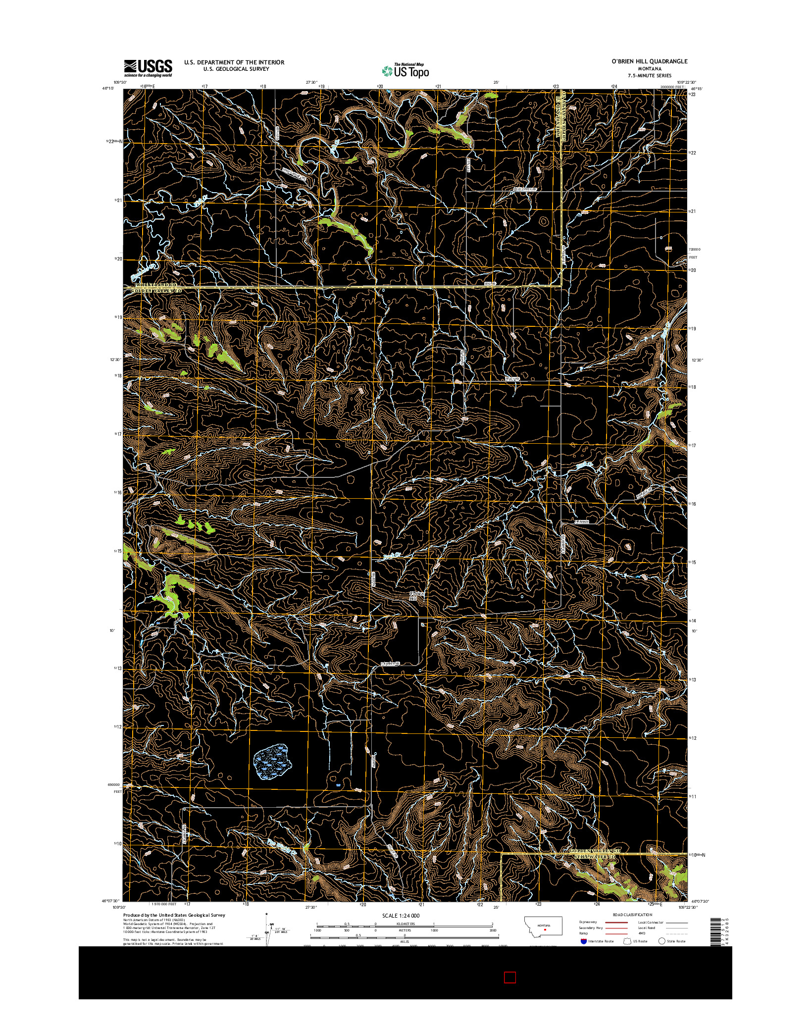 USGS US TOPO 7.5-MINUTE MAP FOR O'BRIEN HILL, MT 2017