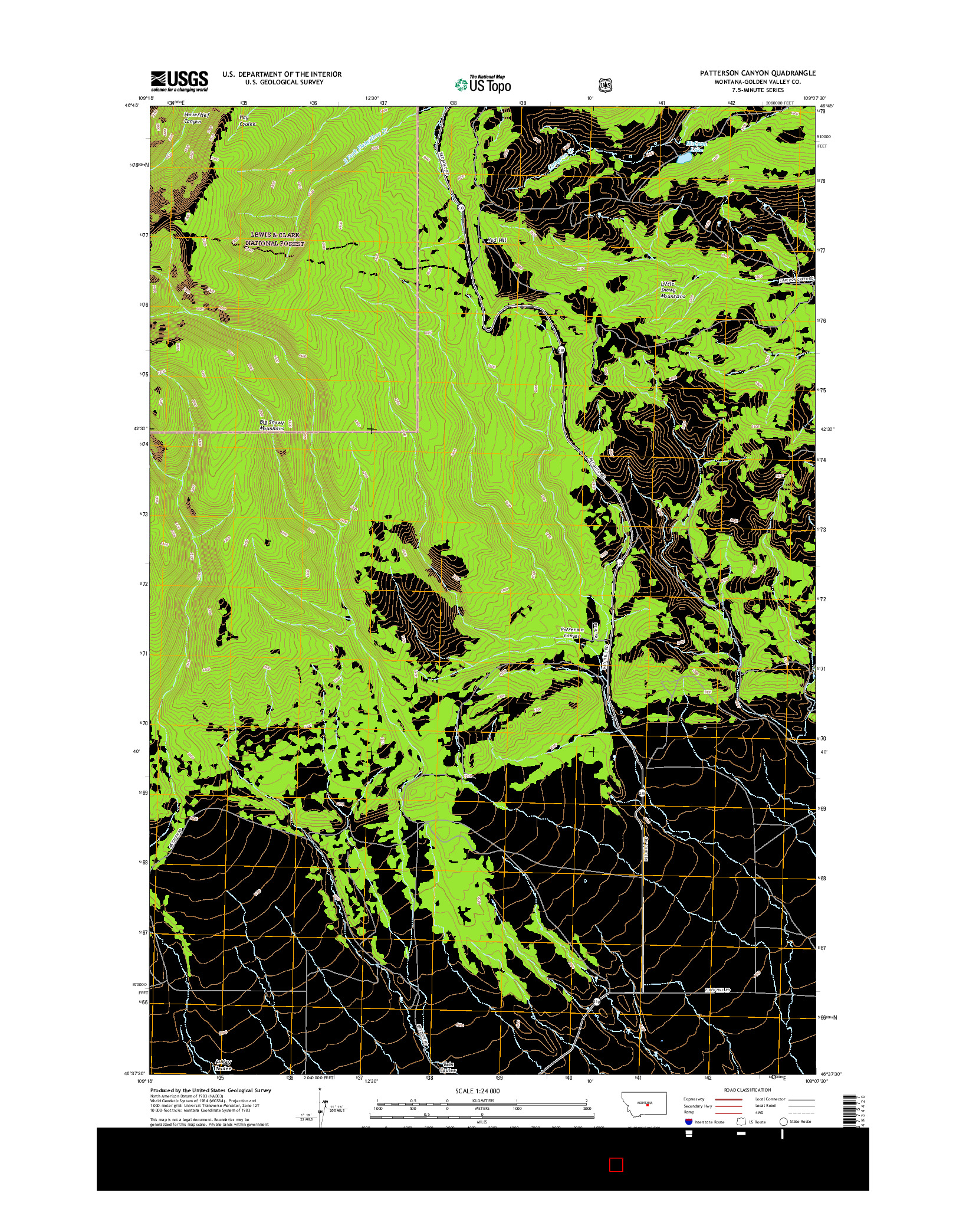 USGS US TOPO 7.5-MINUTE MAP FOR PATTERSON CANYON, MT 2017