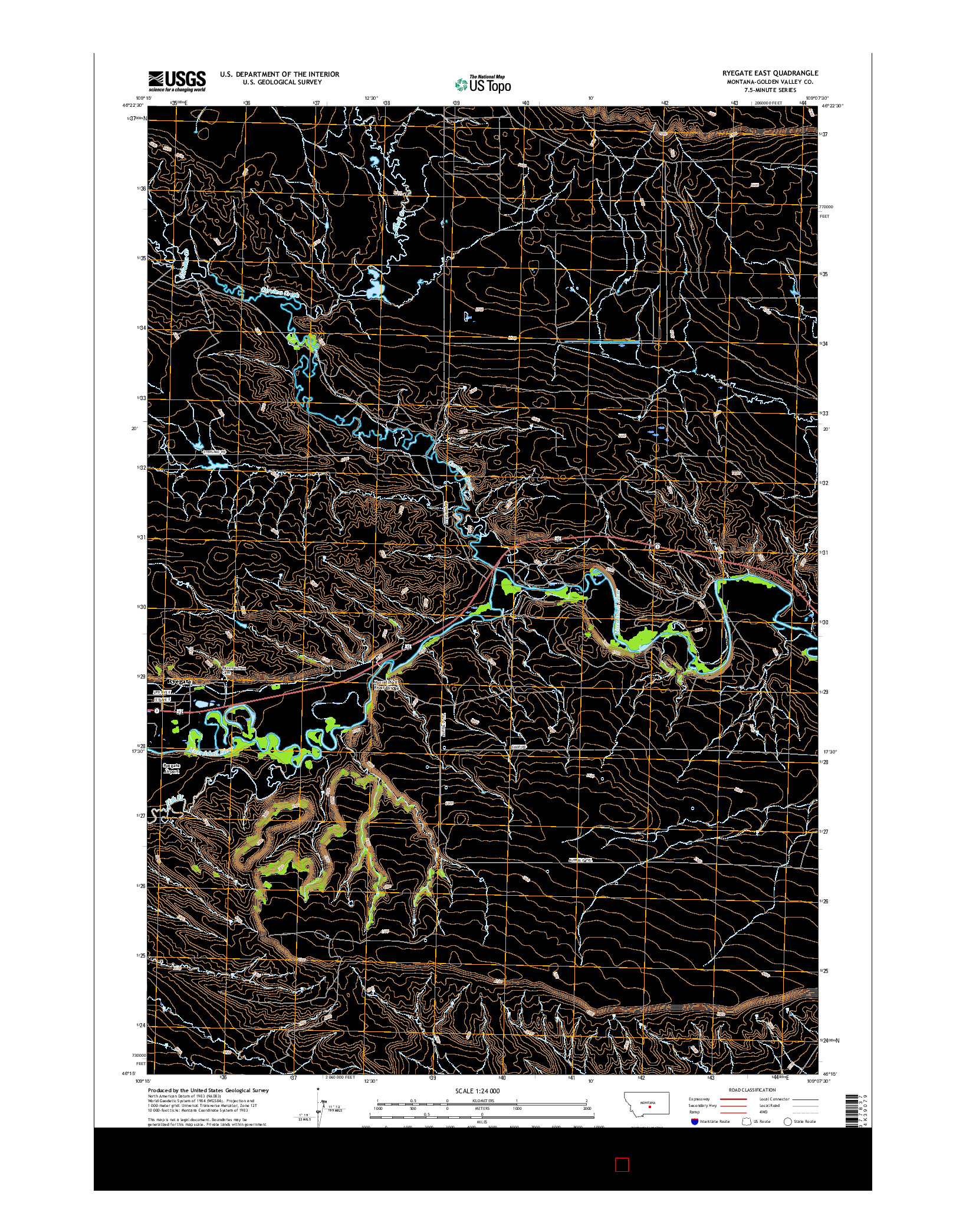 USGS US TOPO 7.5-MINUTE MAP FOR RYEGATE EAST, MT 2017