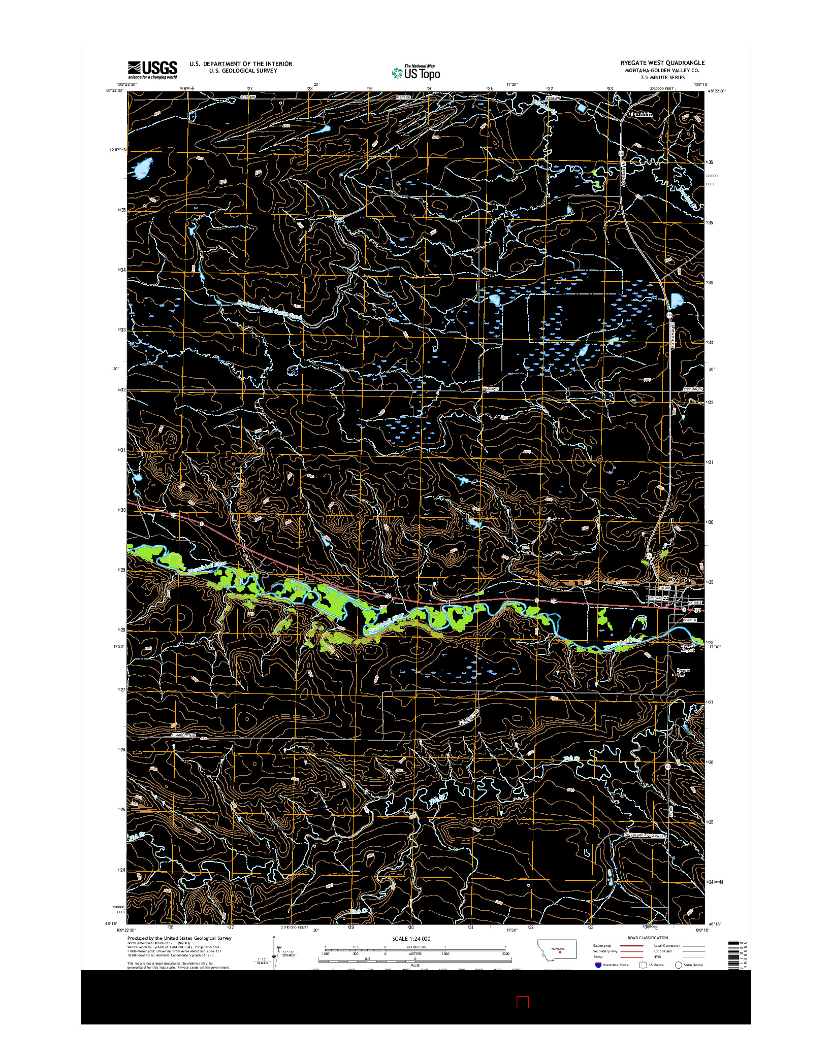 USGS US TOPO 7.5-MINUTE MAP FOR RYEGATE WEST, MT 2017