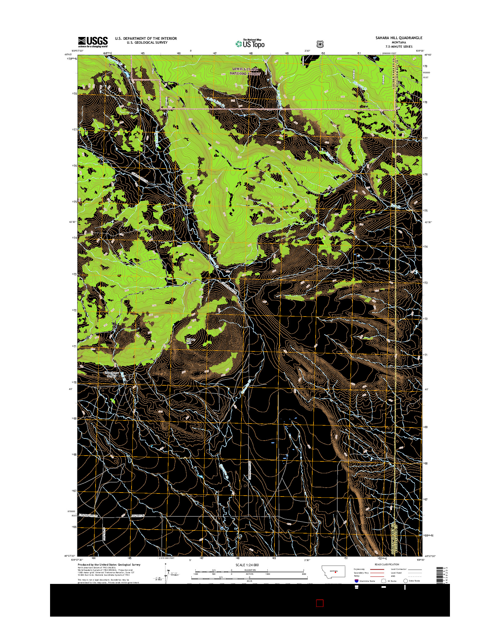 USGS US TOPO 7.5-MINUTE MAP FOR SAHARA HILL, MT 2017