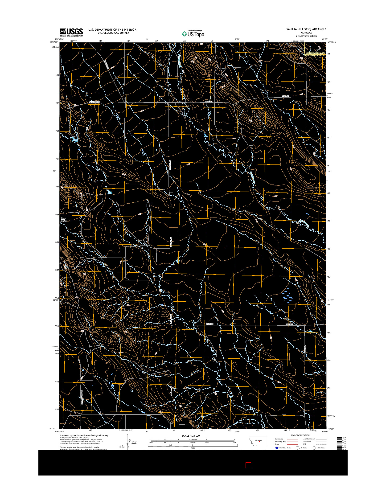 USGS US TOPO 7.5-MINUTE MAP FOR SAHARA HILL SE, MT 2017