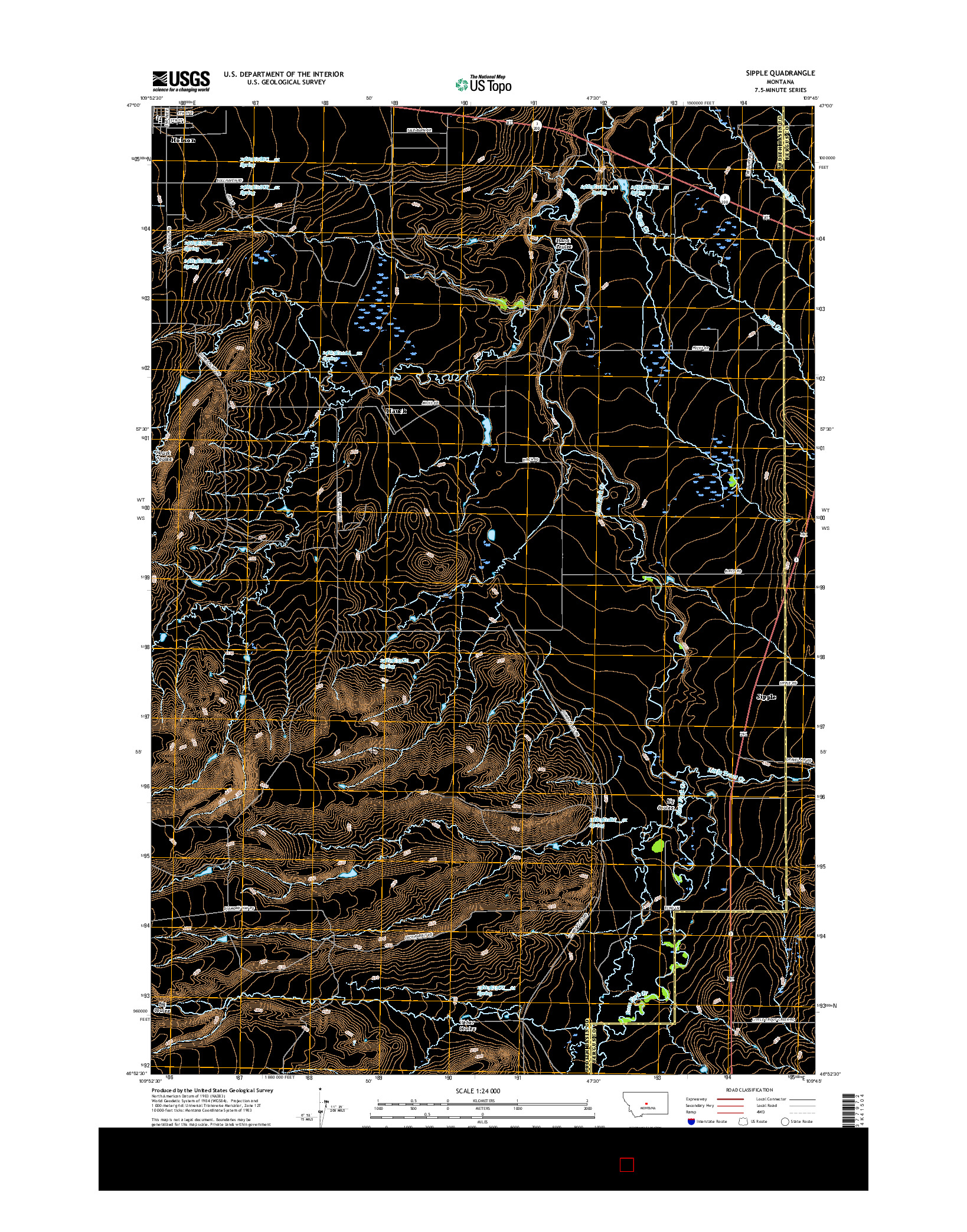 USGS US TOPO 7.5-MINUTE MAP FOR SIPPLE, MT 2017
