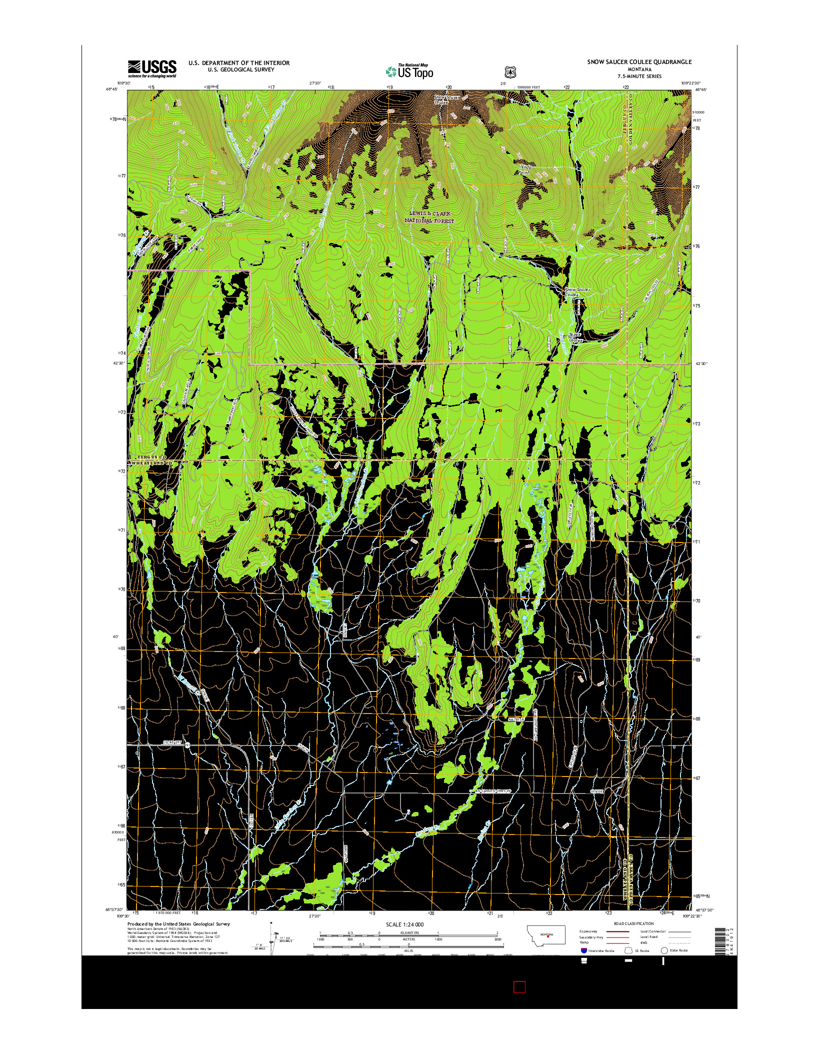 USGS US TOPO 7.5-MINUTE MAP FOR SNOW SAUCER COULEE, MT 2017