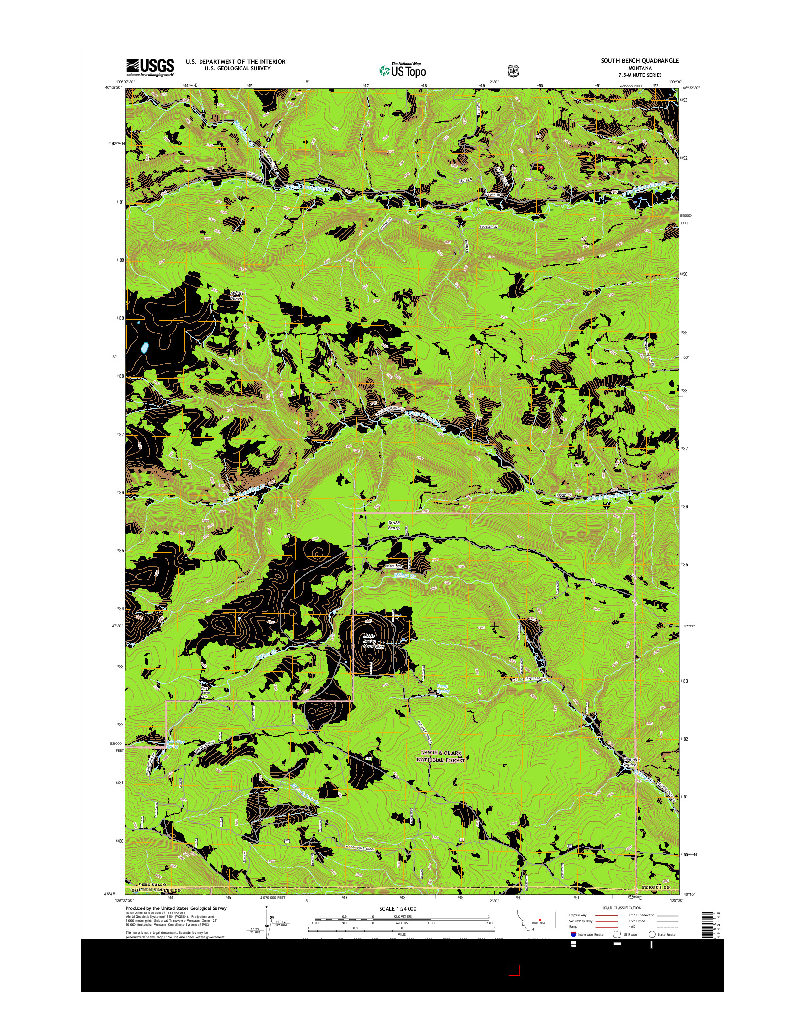 USGS US TOPO 7.5-MINUTE MAP FOR SOUTH BENCH, MT 2017