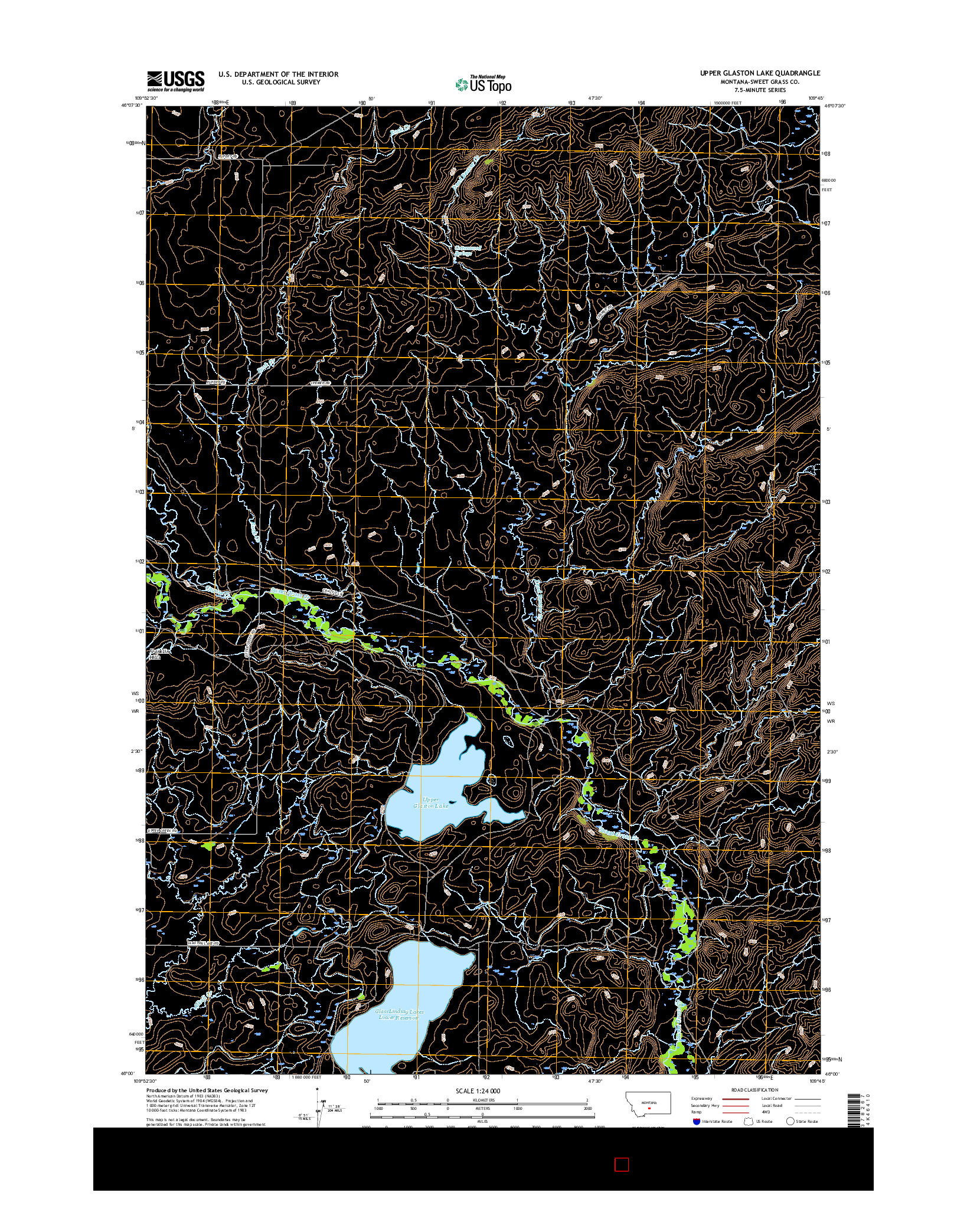 USGS US TOPO 7.5-MINUTE MAP FOR UPPER GLASTON LAKE, MT 2017
