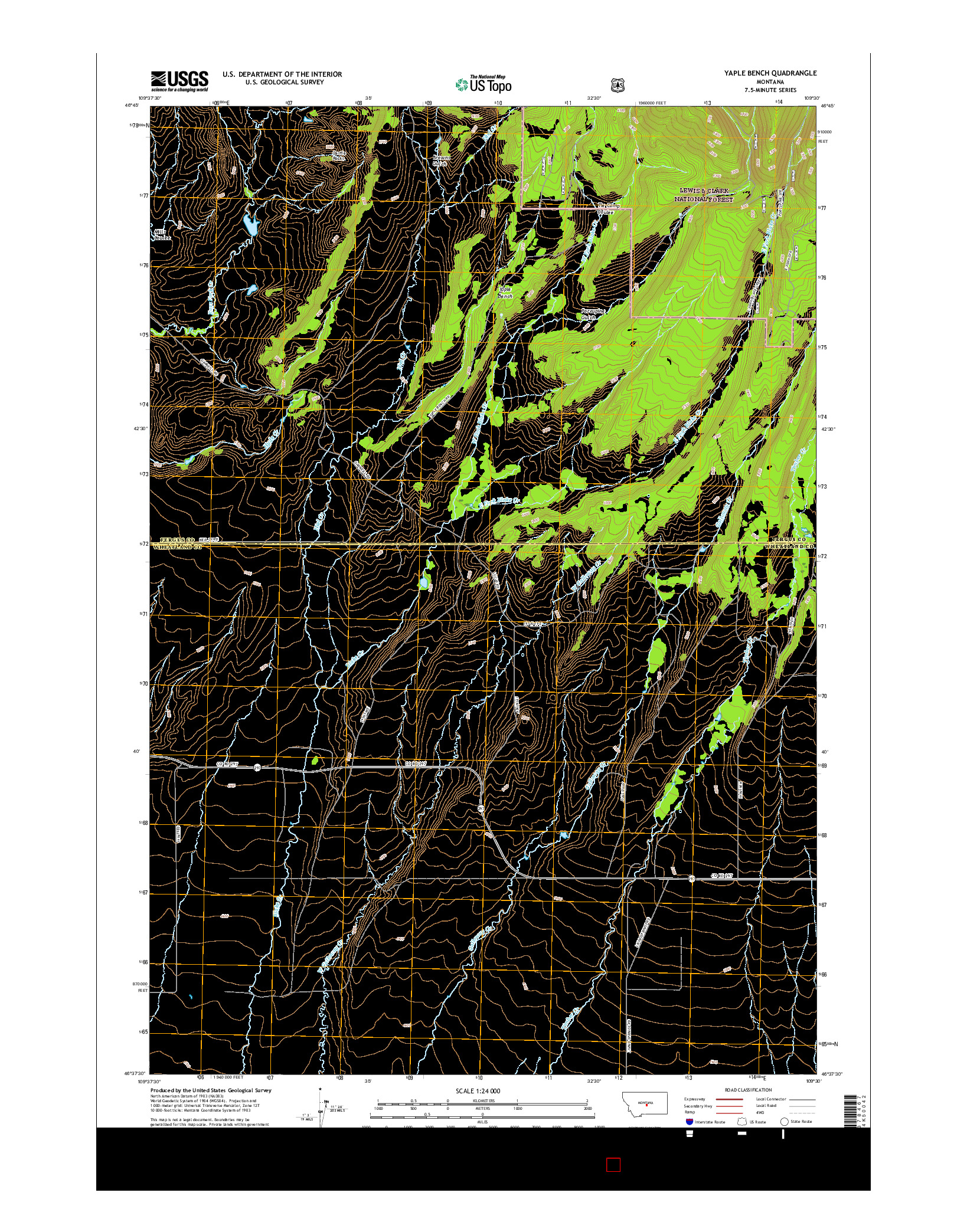 USGS US TOPO 7.5-MINUTE MAP FOR YAPLE BENCH, MT 2017