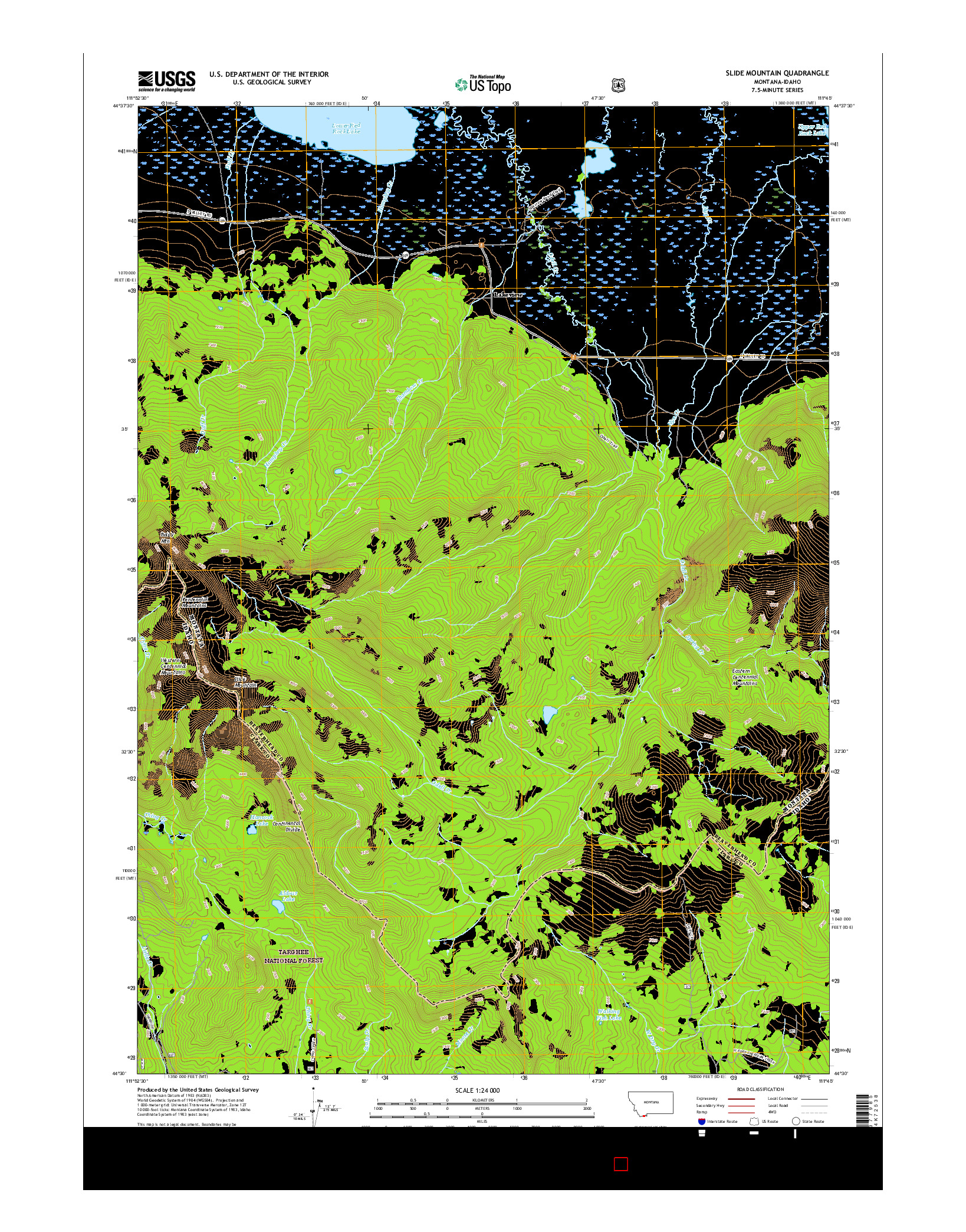 USGS US TOPO 7.5-MINUTE MAP FOR SLIDE MOUNTAIN, MT-ID 2017