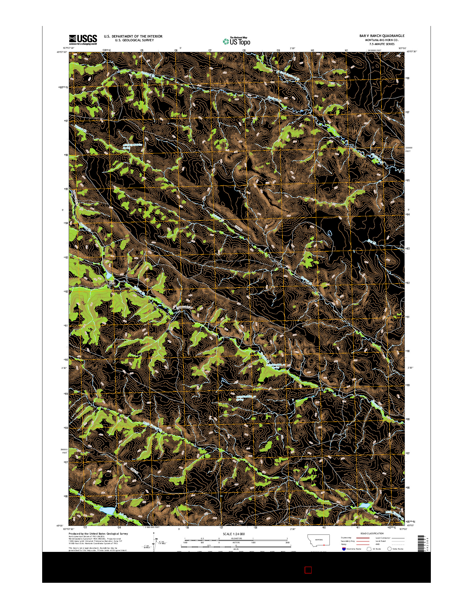 USGS US TOPO 7.5-MINUTE MAP FOR BAR V RANCH, MT 2017
