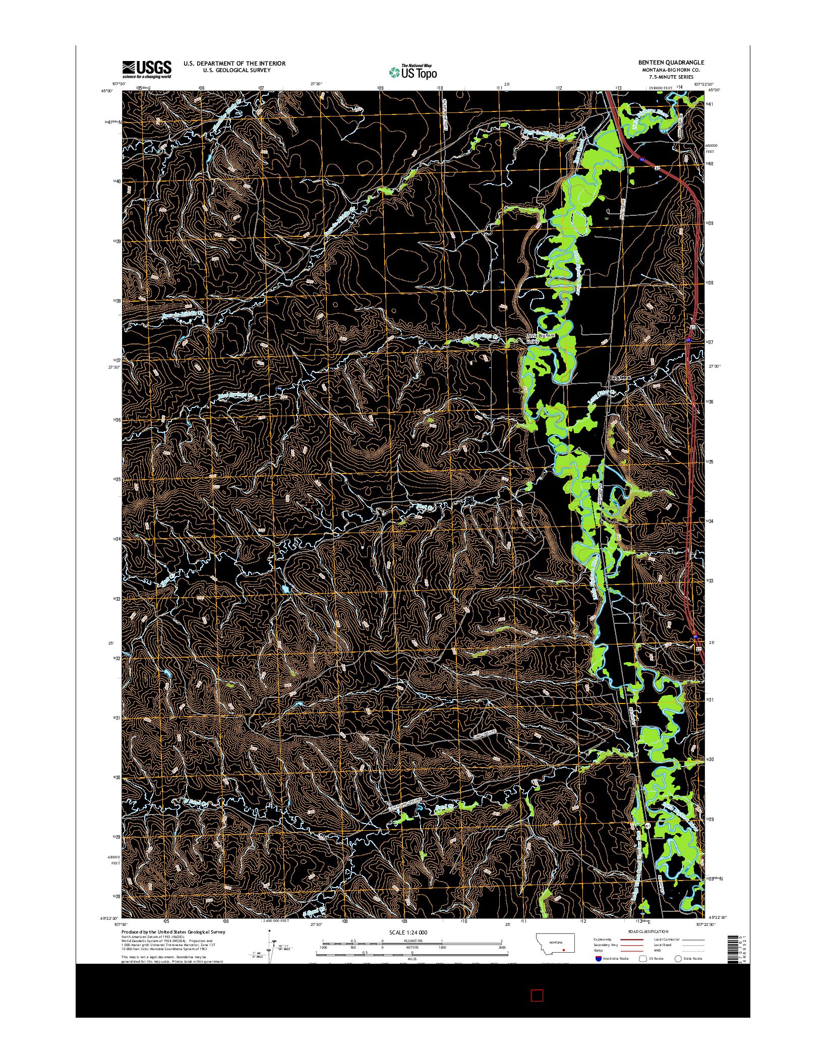 USGS US TOPO 7.5-MINUTE MAP FOR BENTEEN, MT 2017