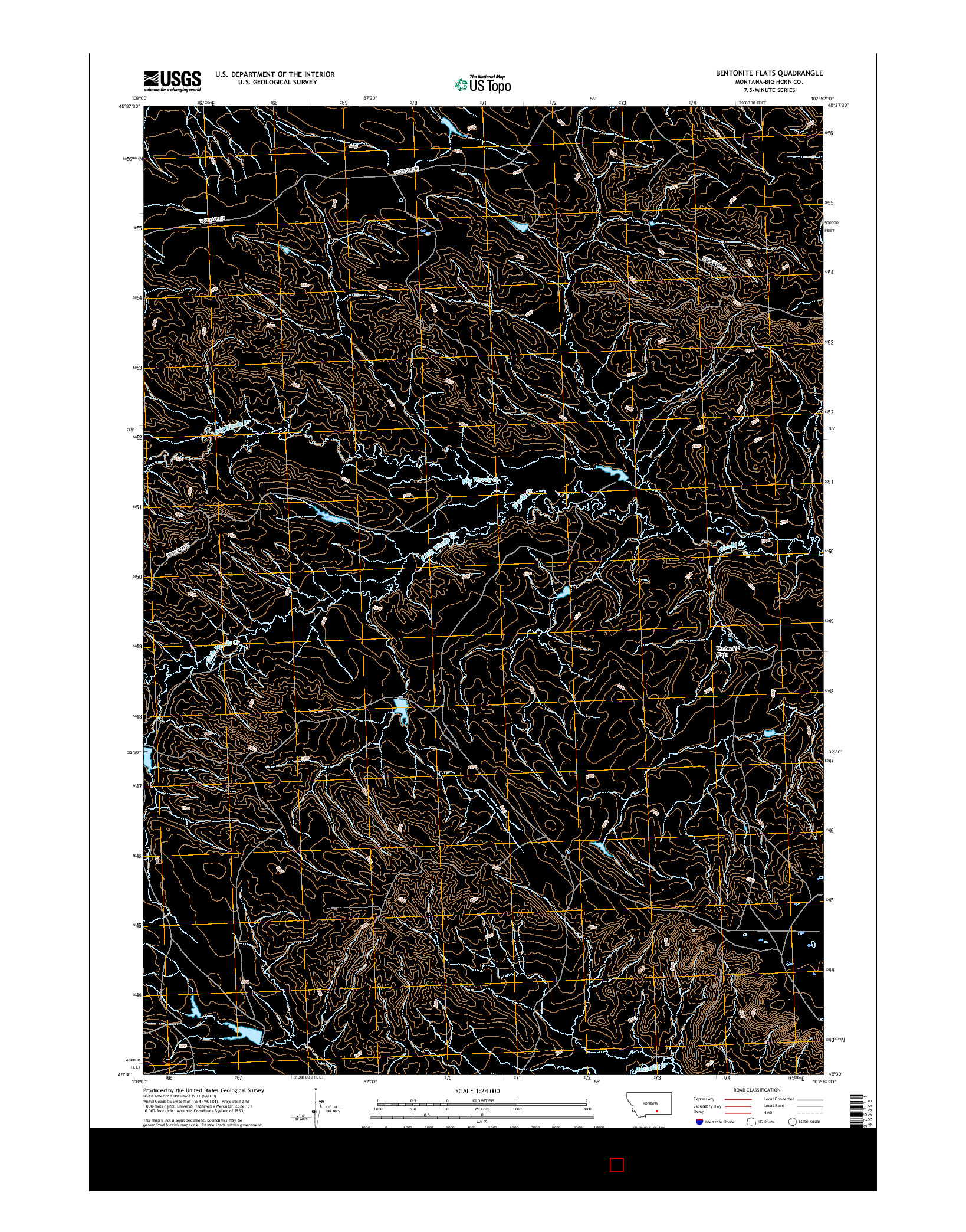 USGS US TOPO 7.5-MINUTE MAP FOR BENTONITE FLATS, MT 2017