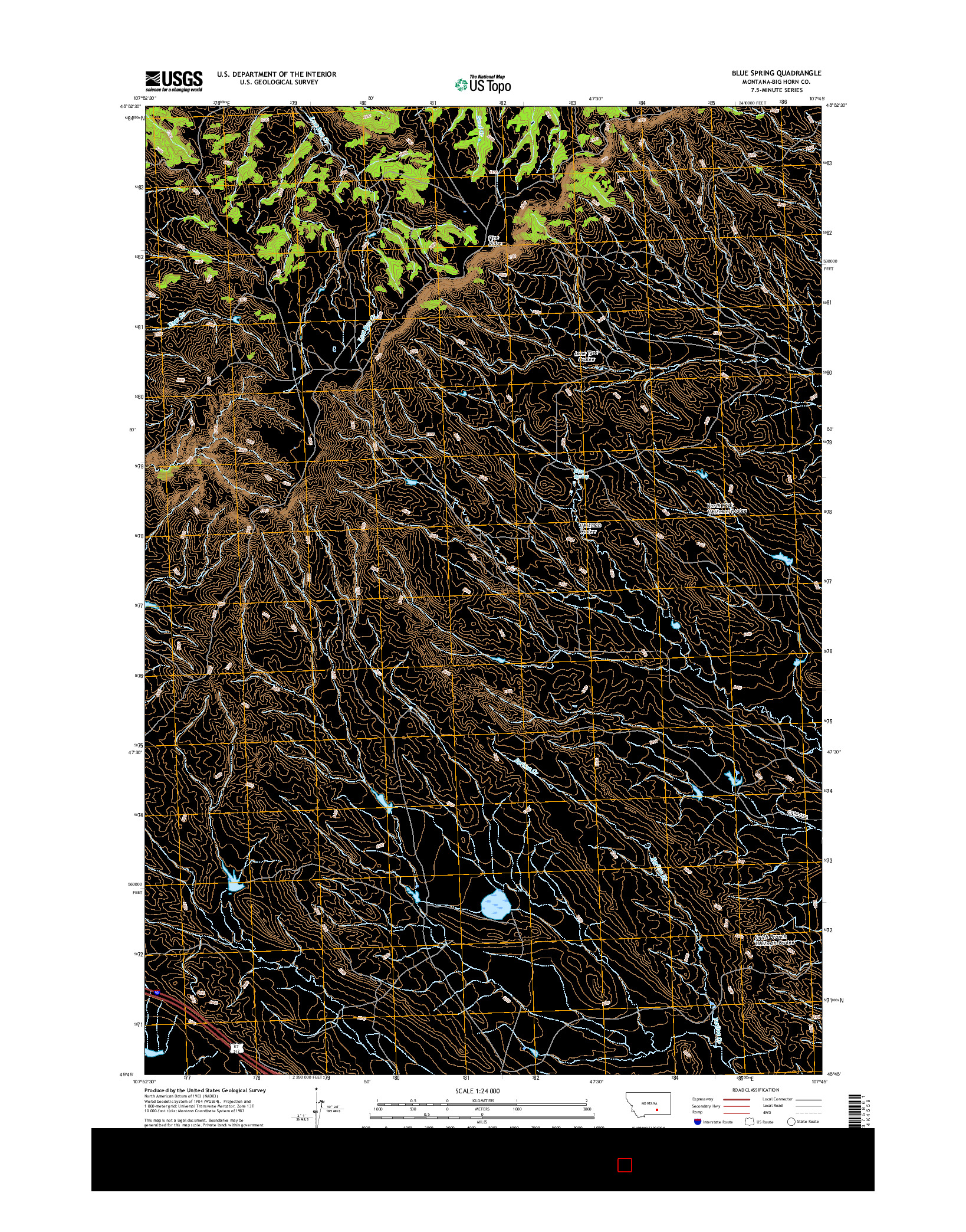 USGS US TOPO 7.5-MINUTE MAP FOR BLUE SPRING, MT 2017