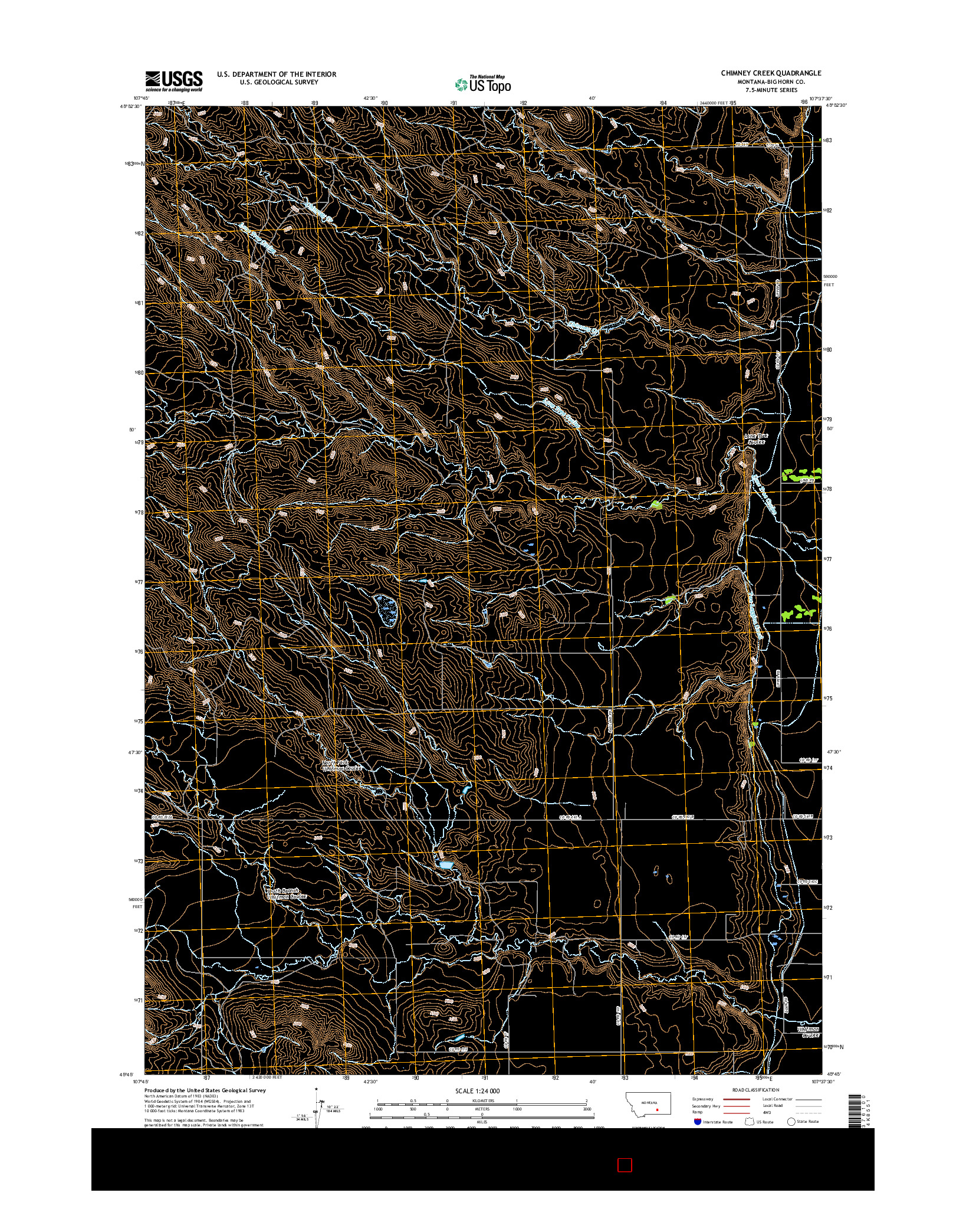 USGS US TOPO 7.5-MINUTE MAP FOR CHIMNEY CREEK, MT 2017