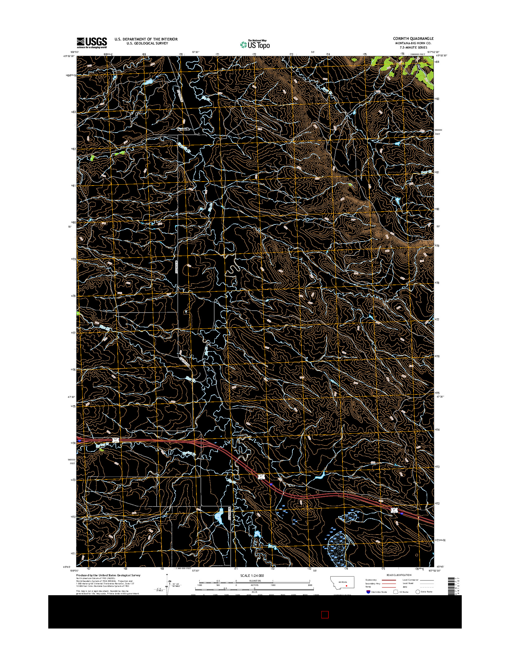 USGS US TOPO 7.5-MINUTE MAP FOR CORINTH, MT 2017