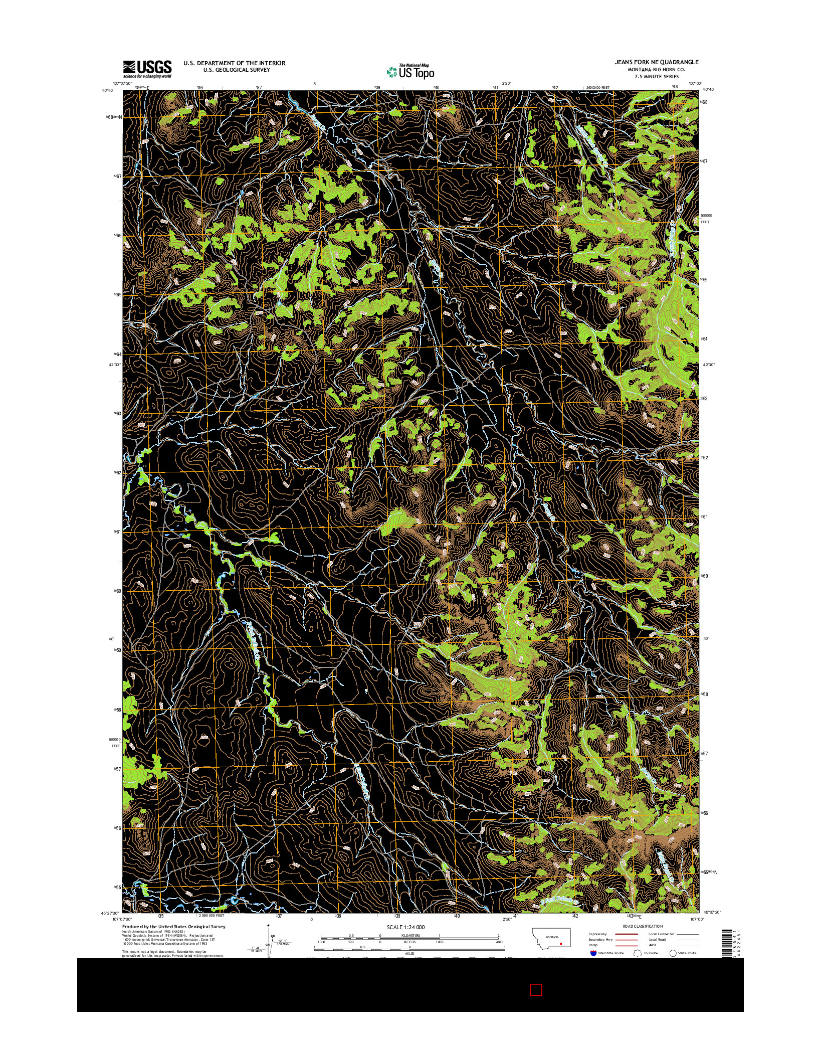 USGS US TOPO 7.5-MINUTE MAP FOR JEANS FORK NE, MT 2017