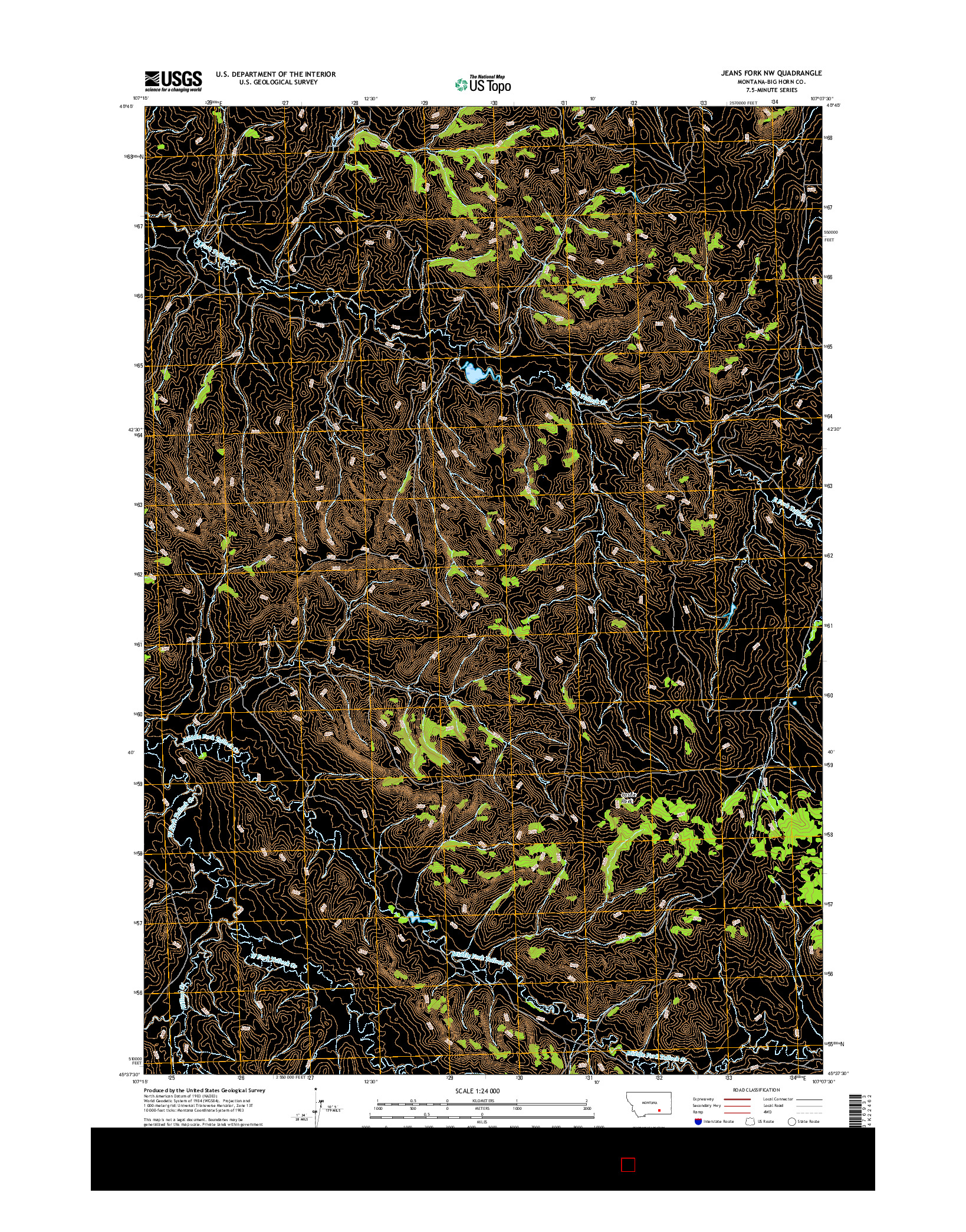 USGS US TOPO 7.5-MINUTE MAP FOR JEANS FORK NW, MT 2017