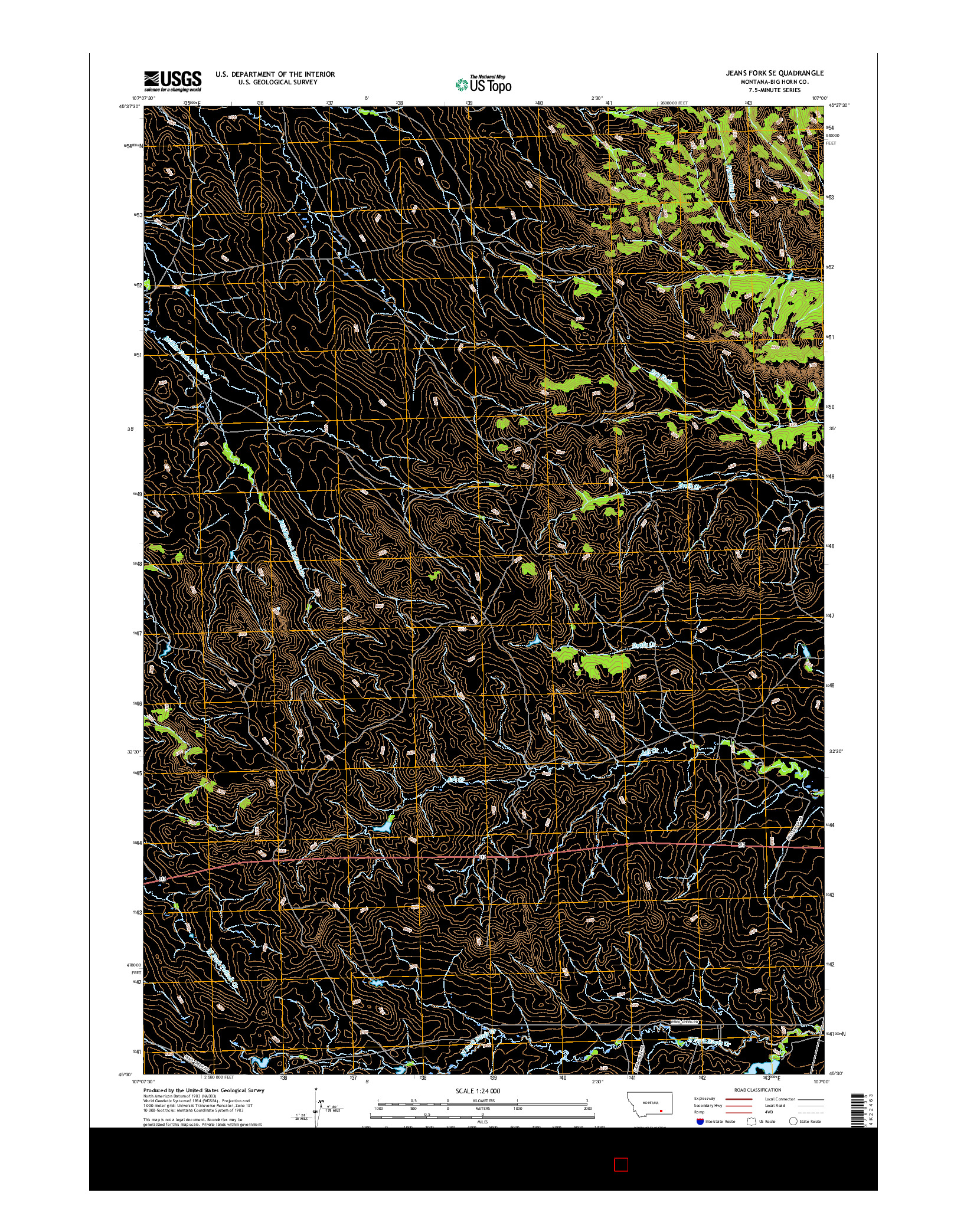 USGS US TOPO 7.5-MINUTE MAP FOR JEANS FORK SE, MT 2017