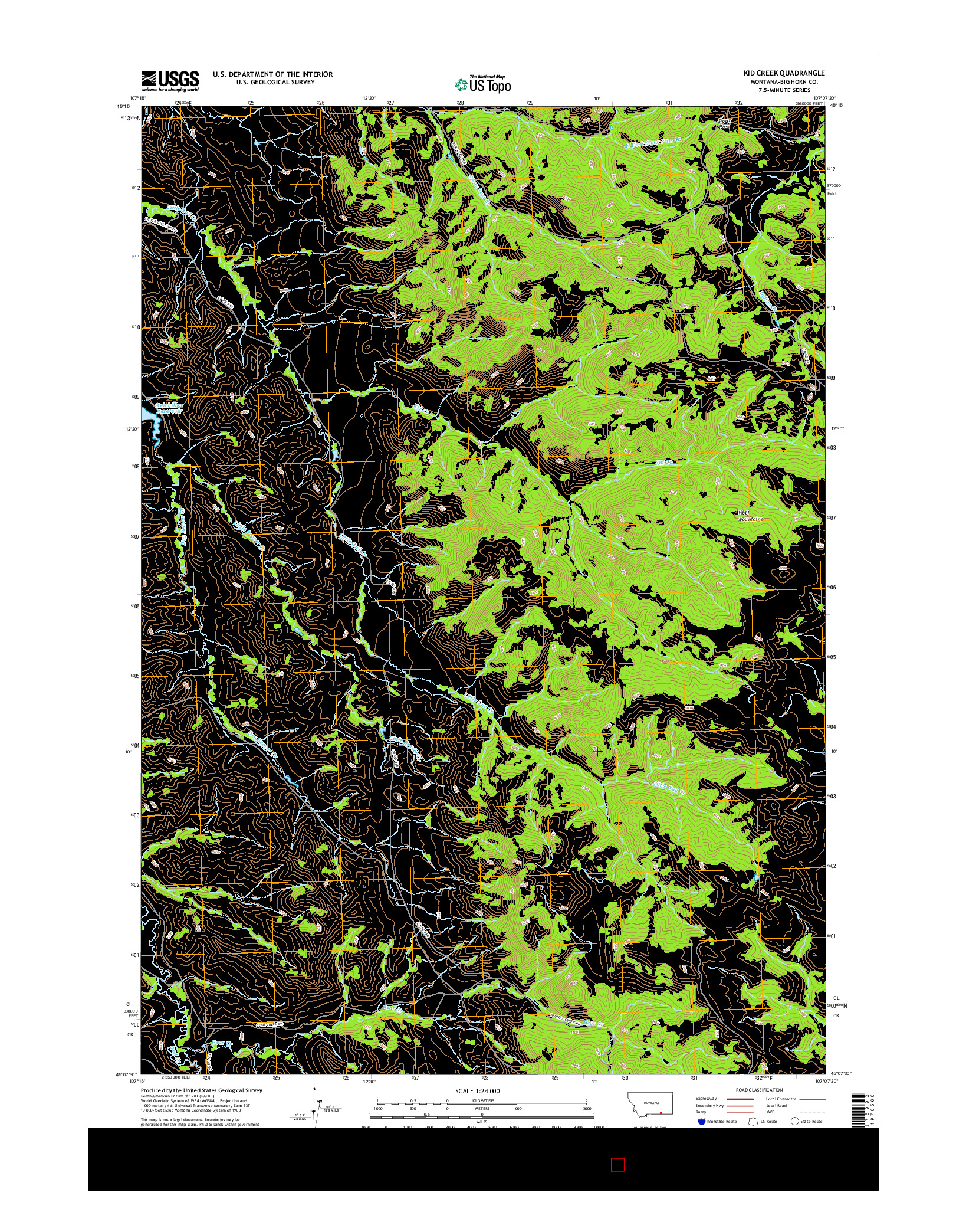 USGS US TOPO 7.5-MINUTE MAP FOR KID CREEK, MT 2017