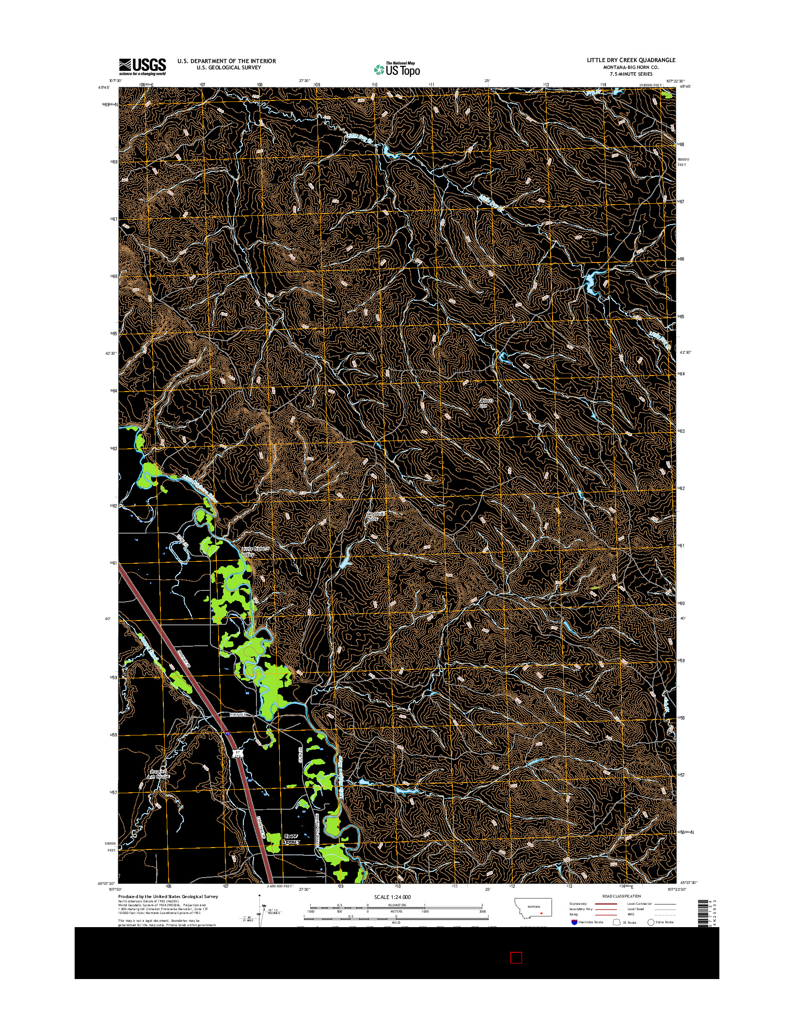 USGS US TOPO 7.5-MINUTE MAP FOR LITTLE DRY CREEK, MT 2017