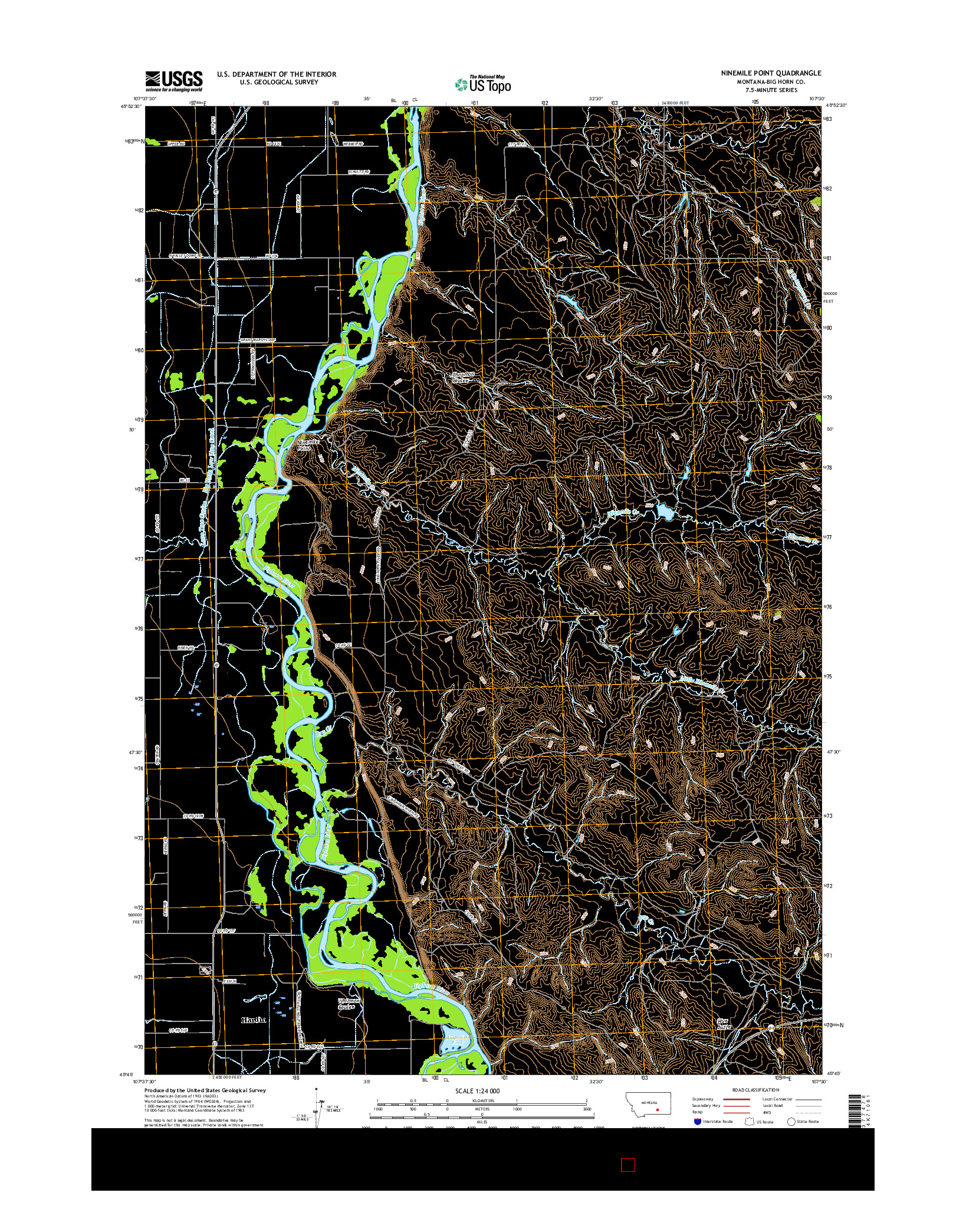 USGS US TOPO 7.5-MINUTE MAP FOR NINEMILE POINT, MT 2017