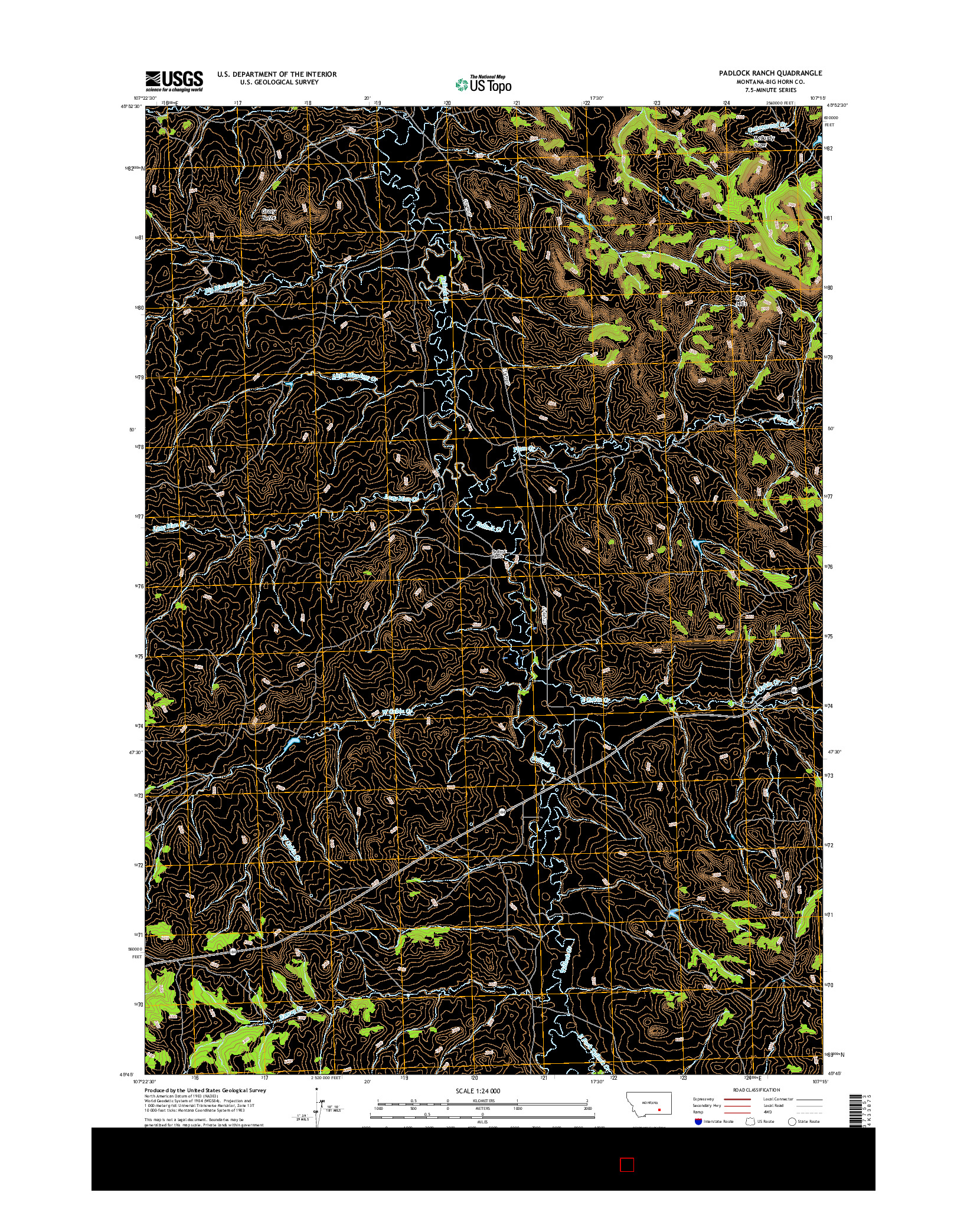 USGS US TOPO 7.5-MINUTE MAP FOR PADLOCK RANCH, MT 2017