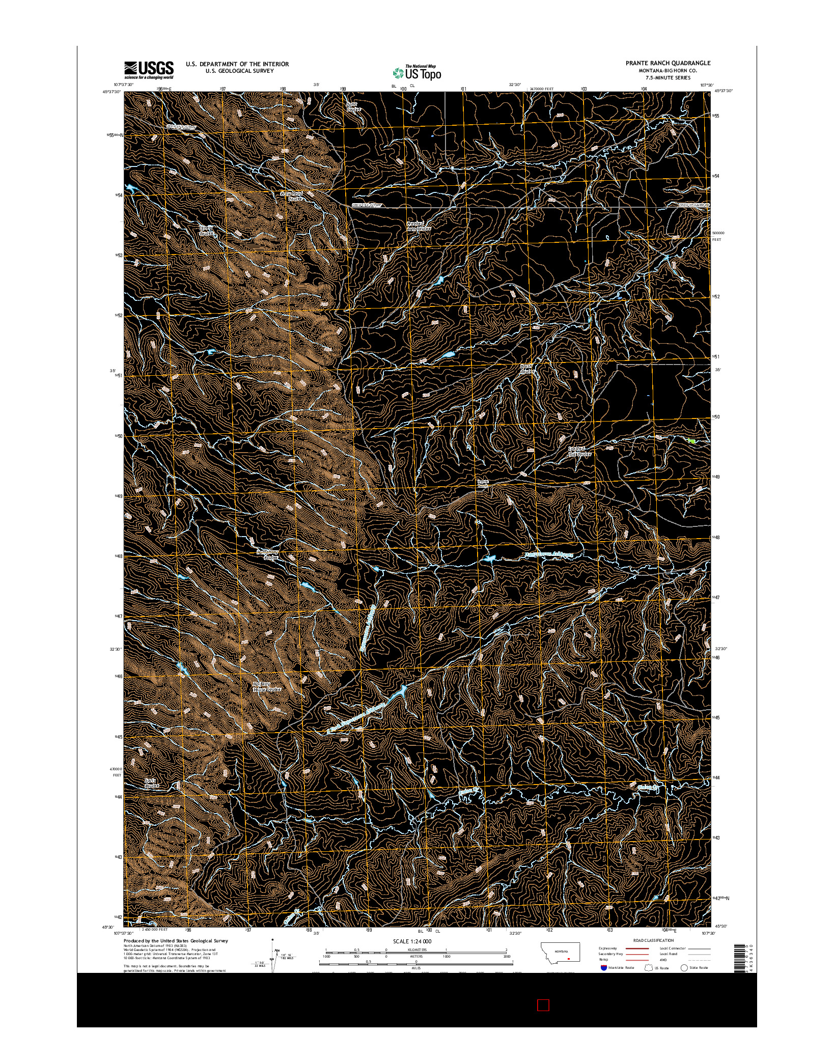 USGS US TOPO 7.5-MINUTE MAP FOR PRANTE RANCH, MT 2017