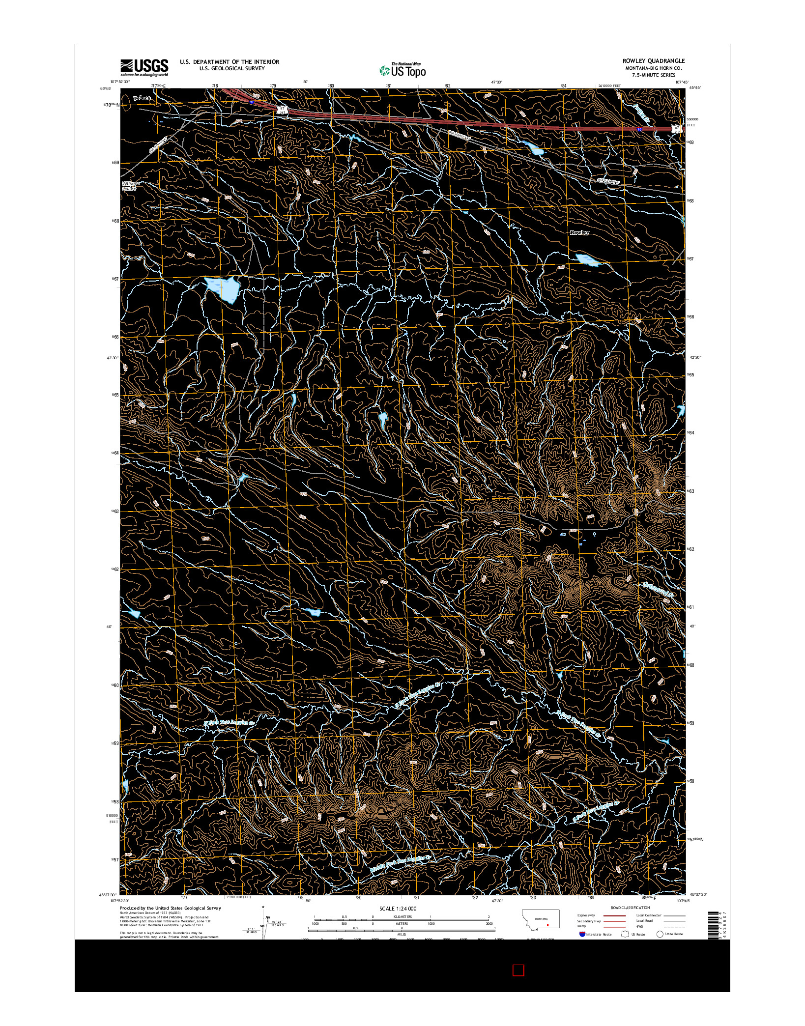 USGS US TOPO 7.5-MINUTE MAP FOR ROWLEY, MT 2017