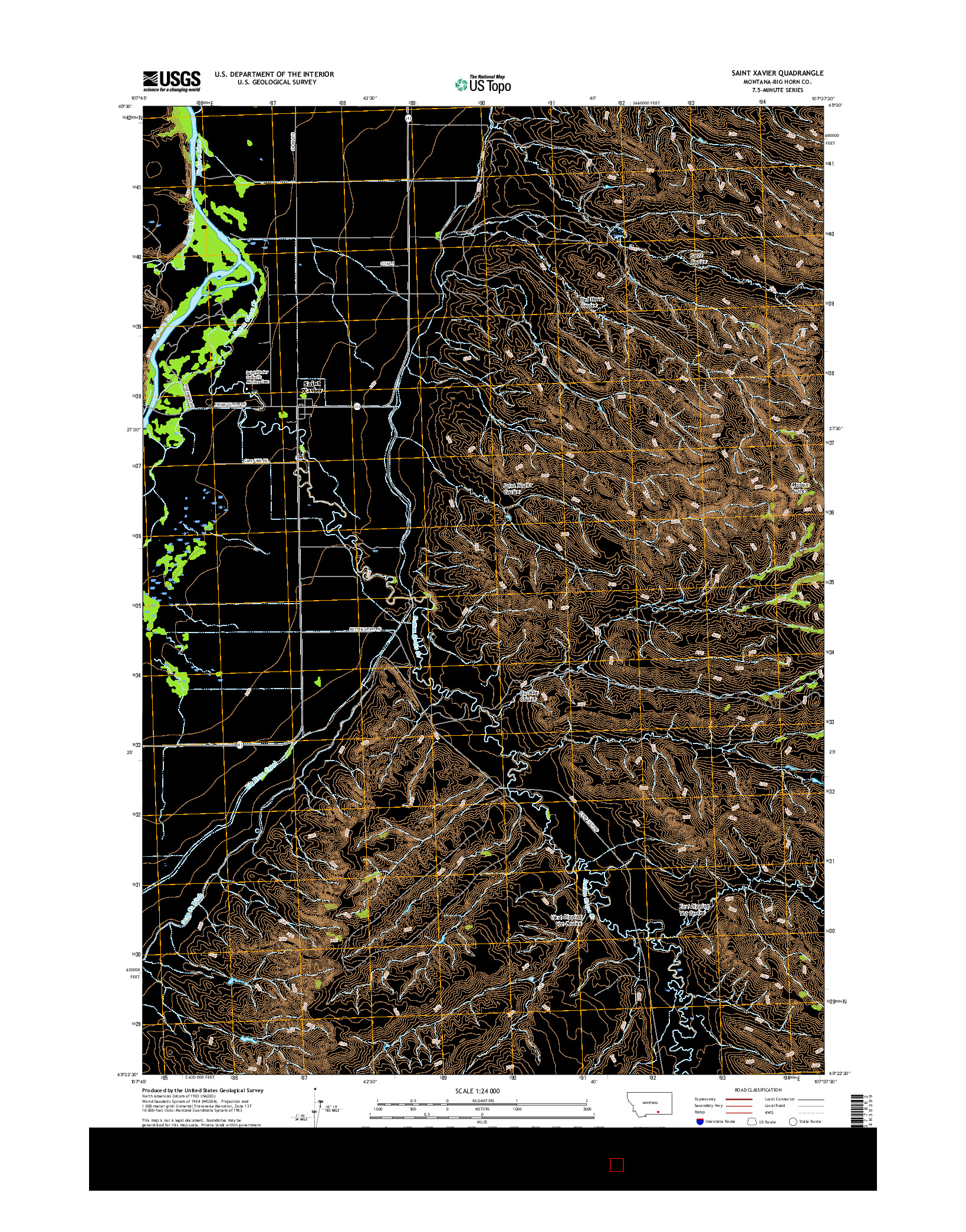 USGS US TOPO 7.5-MINUTE MAP FOR SAINT XAVIER, MT 2017