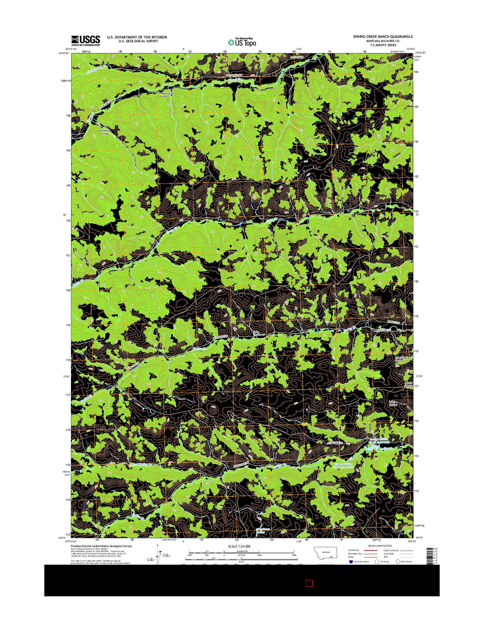 USGS US TOPO 7.5-MINUTE MAP FOR SPRING CREEK RANCH, MT 2017