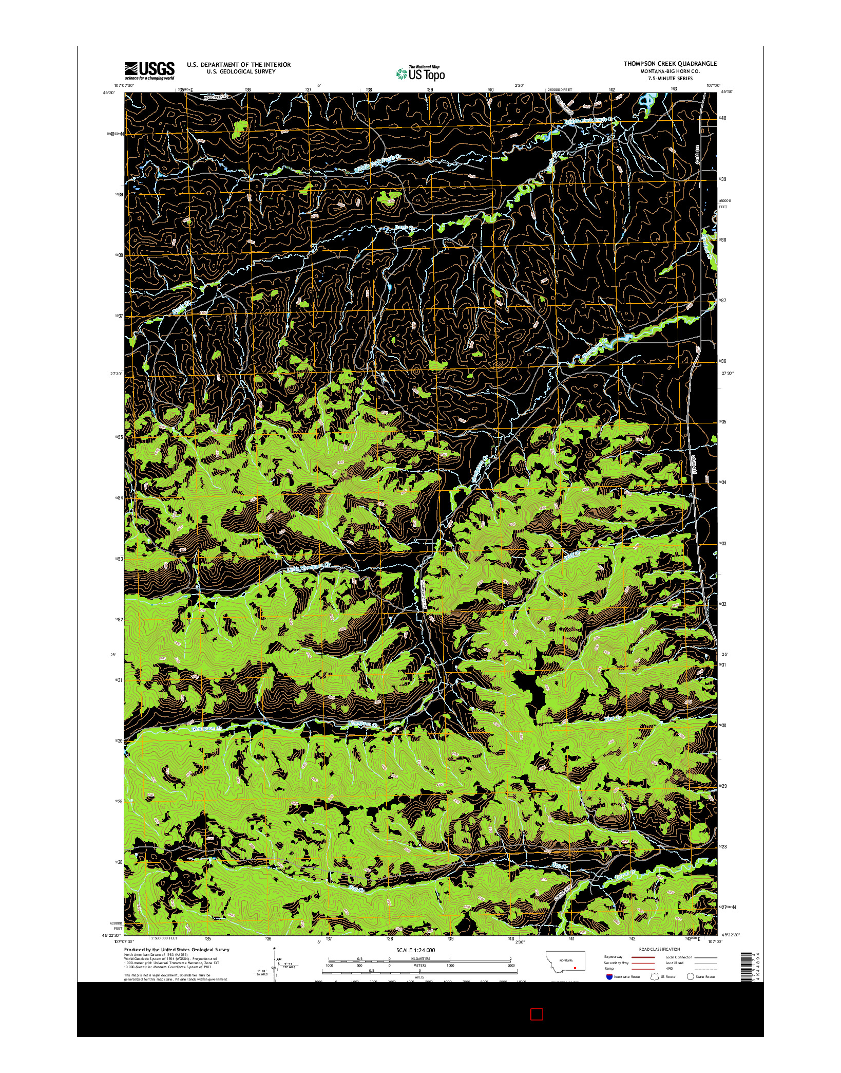 USGS US TOPO 7.5-MINUTE MAP FOR THOMPSON CREEK, MT 2017