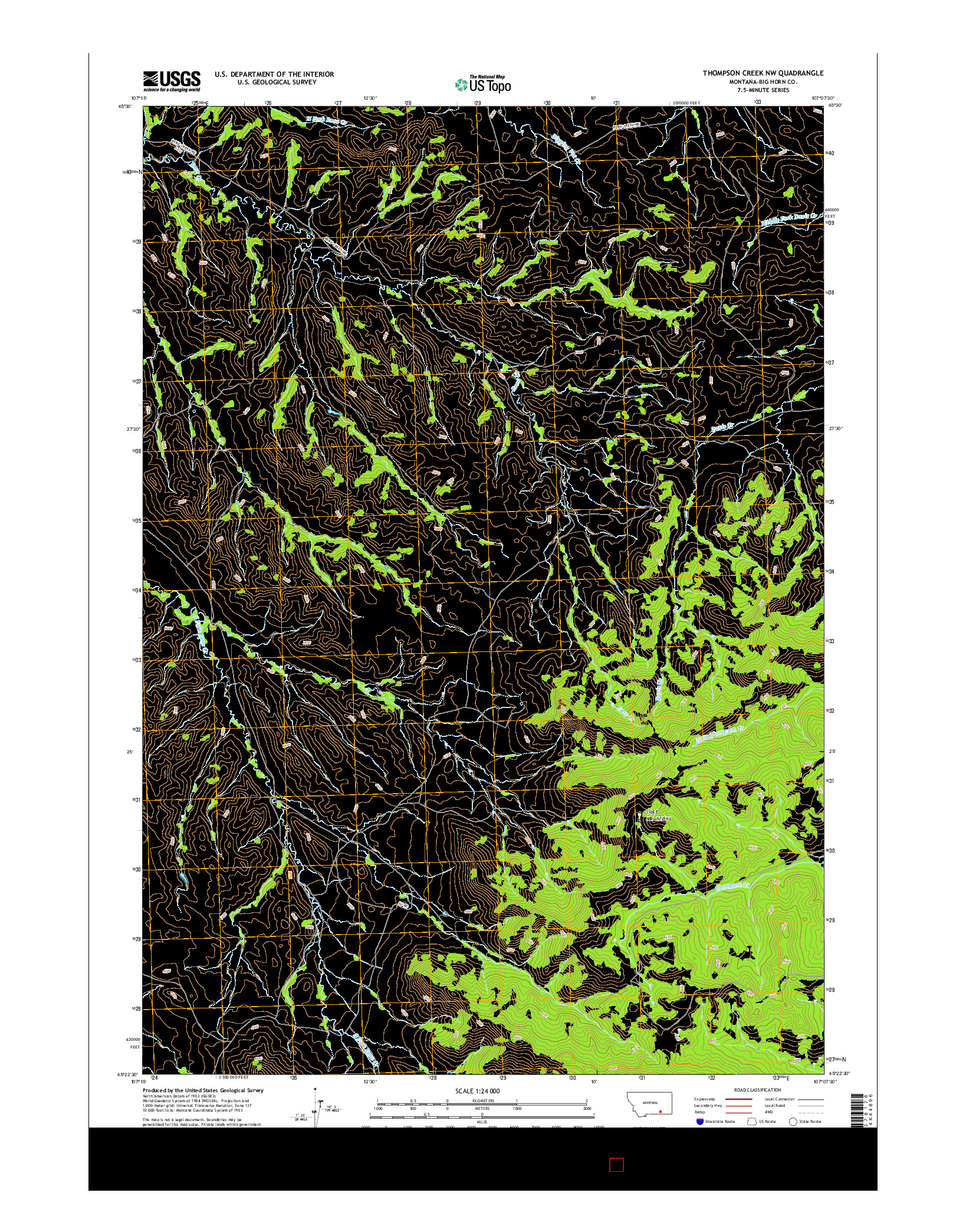 USGS US TOPO 7.5-MINUTE MAP FOR THOMPSON CREEK NW, MT 2017