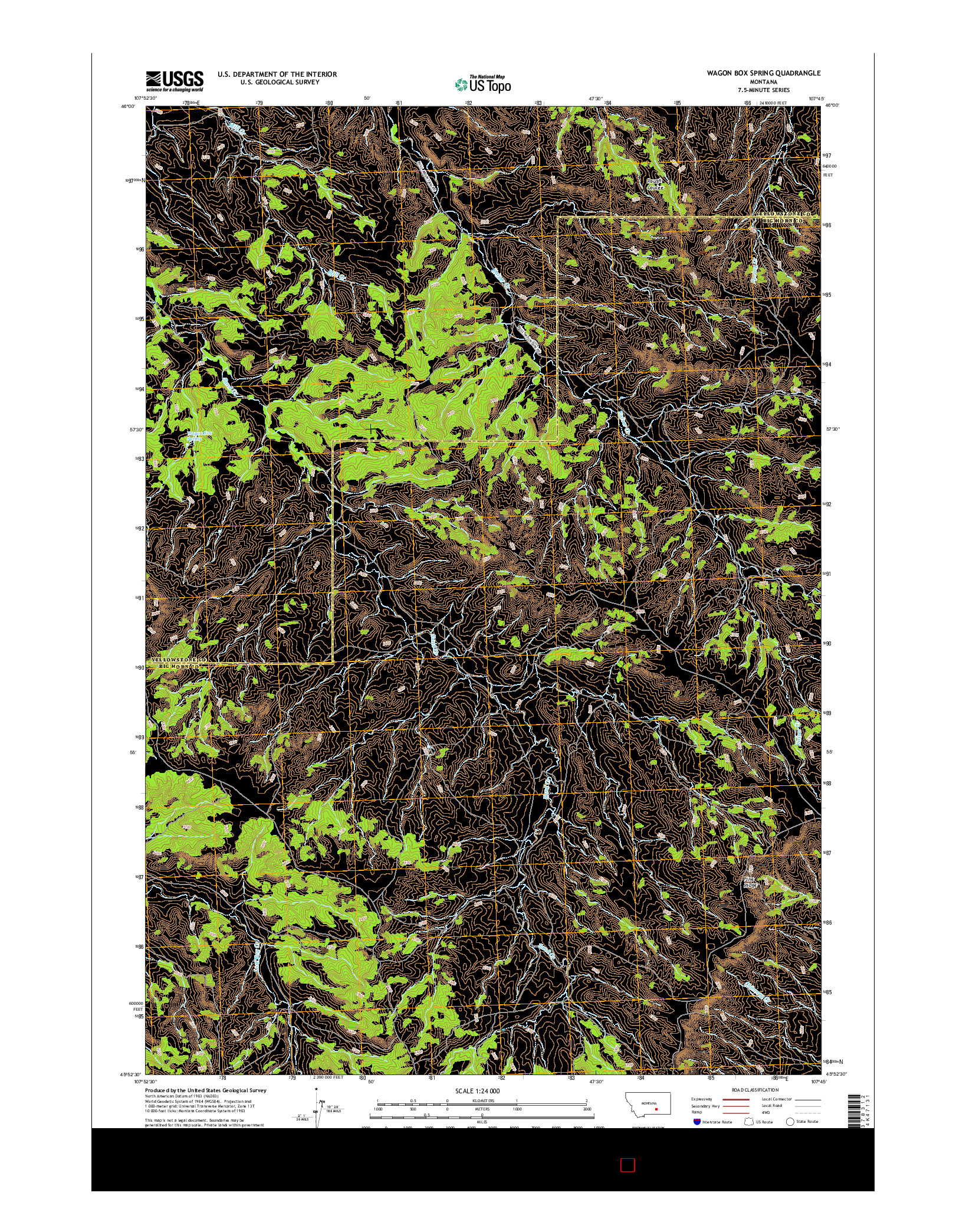 USGS US TOPO 7.5-MINUTE MAP FOR WAGON BOX SPRING, MT 2017