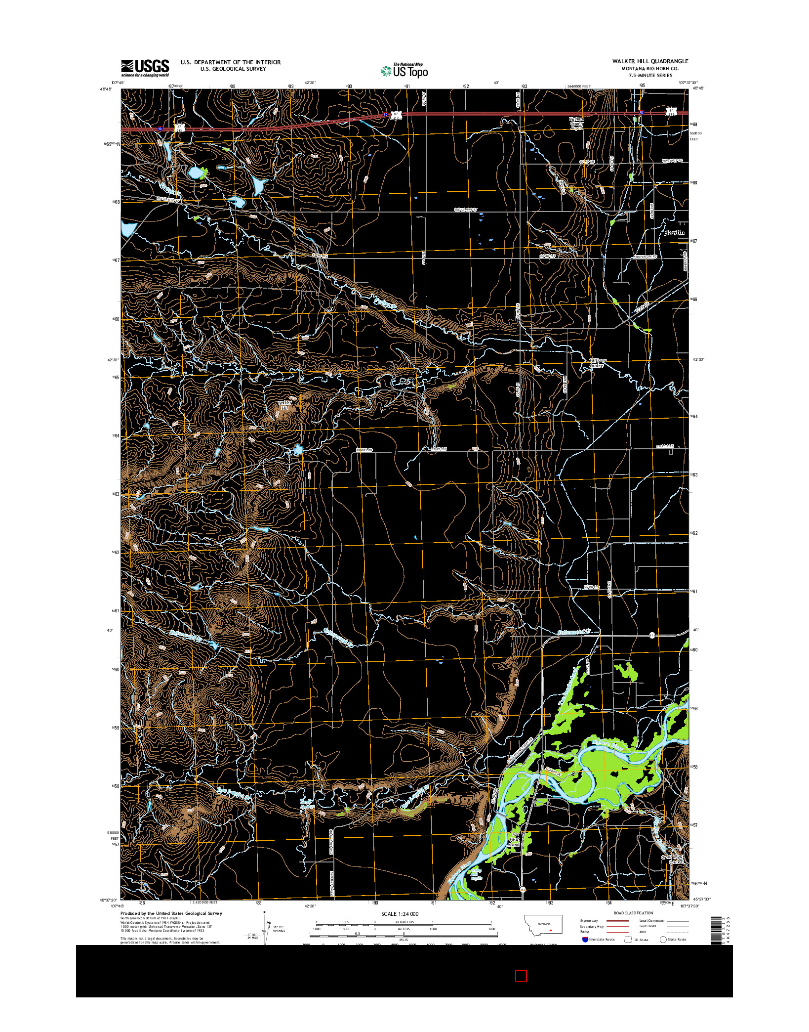 USGS US TOPO 7.5-MINUTE MAP FOR WALKER HILL, MT 2017